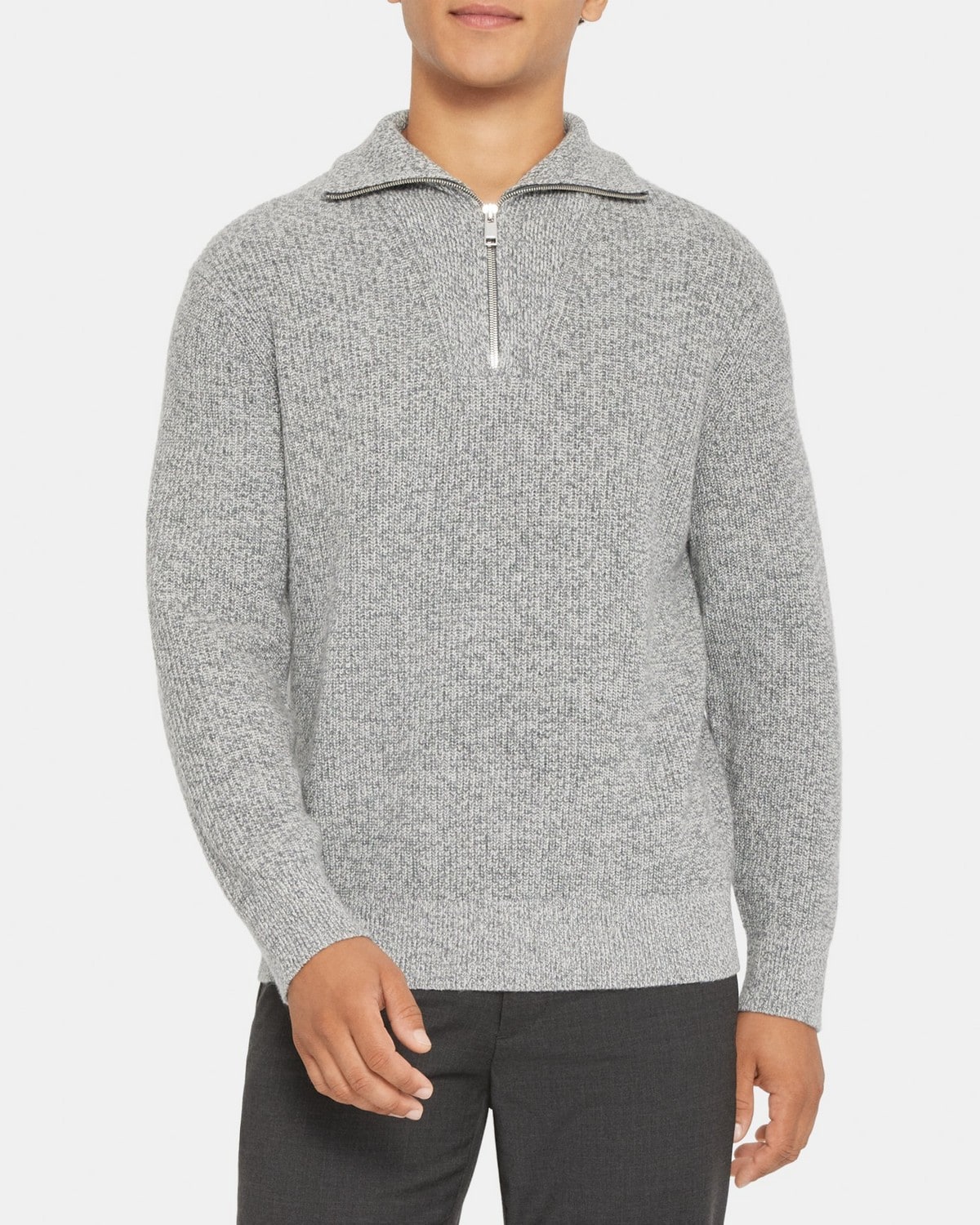 Quarter-Zip Mock Neck Sweater in Wool-Cashmere