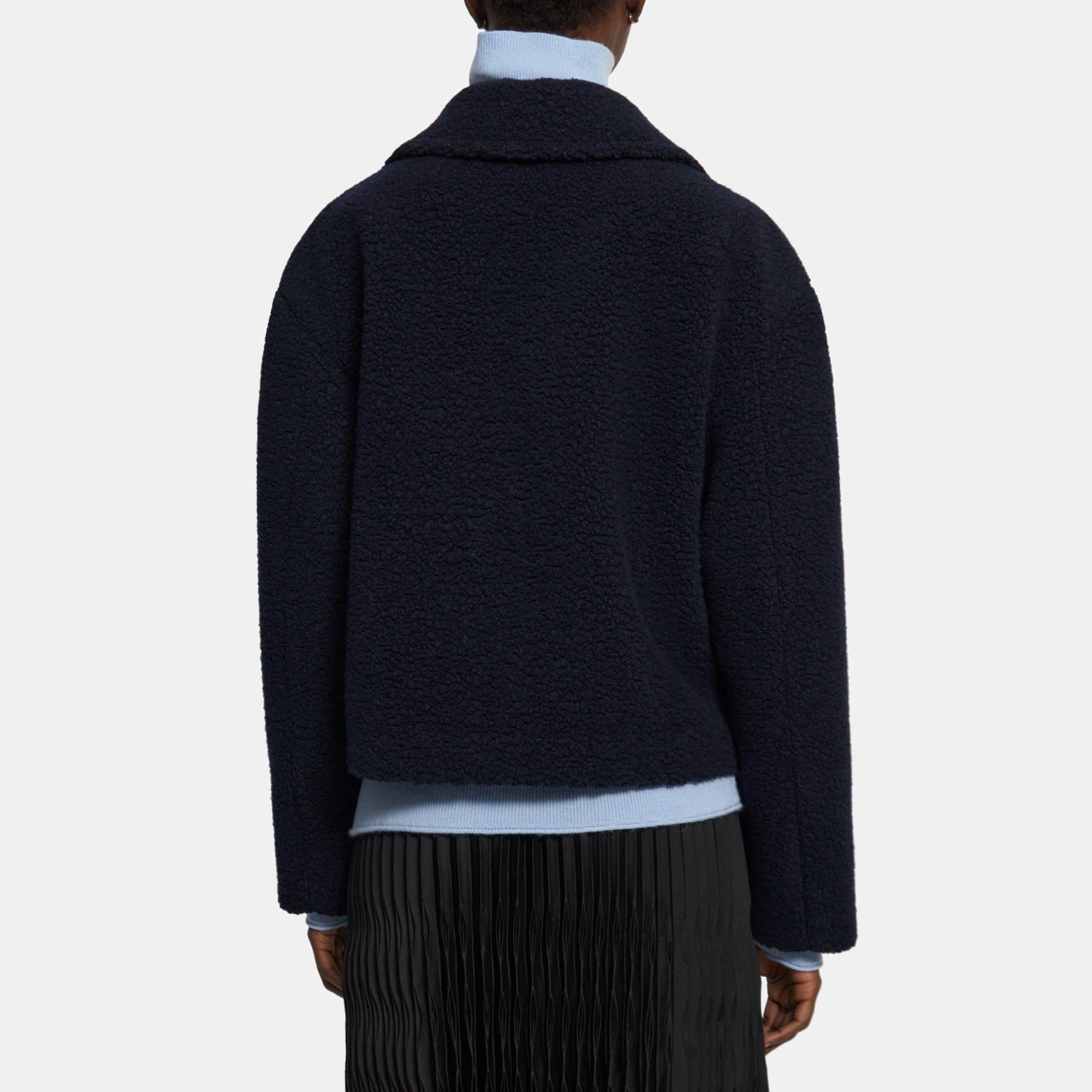 Blue Fleece Cropped Peacoat | Theory Outlet