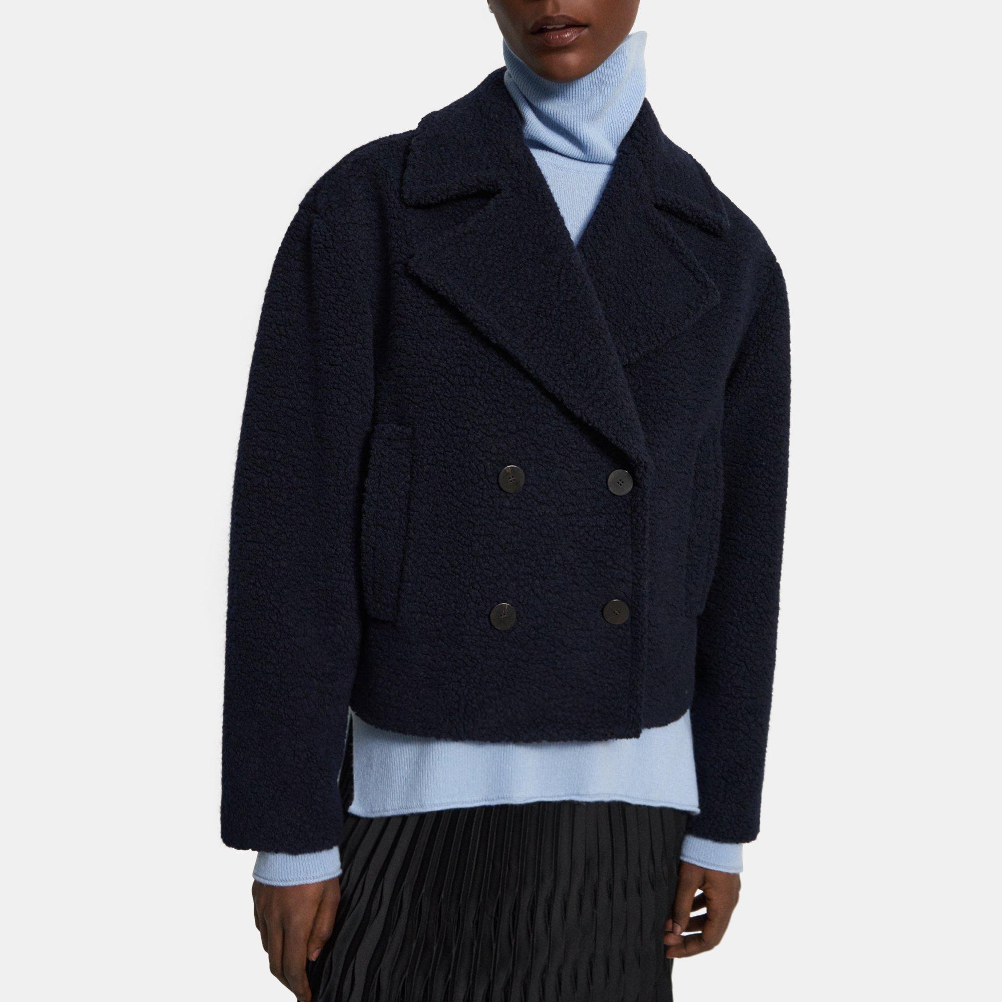 Blue Fleece Cropped Peacoat Theory Outlet