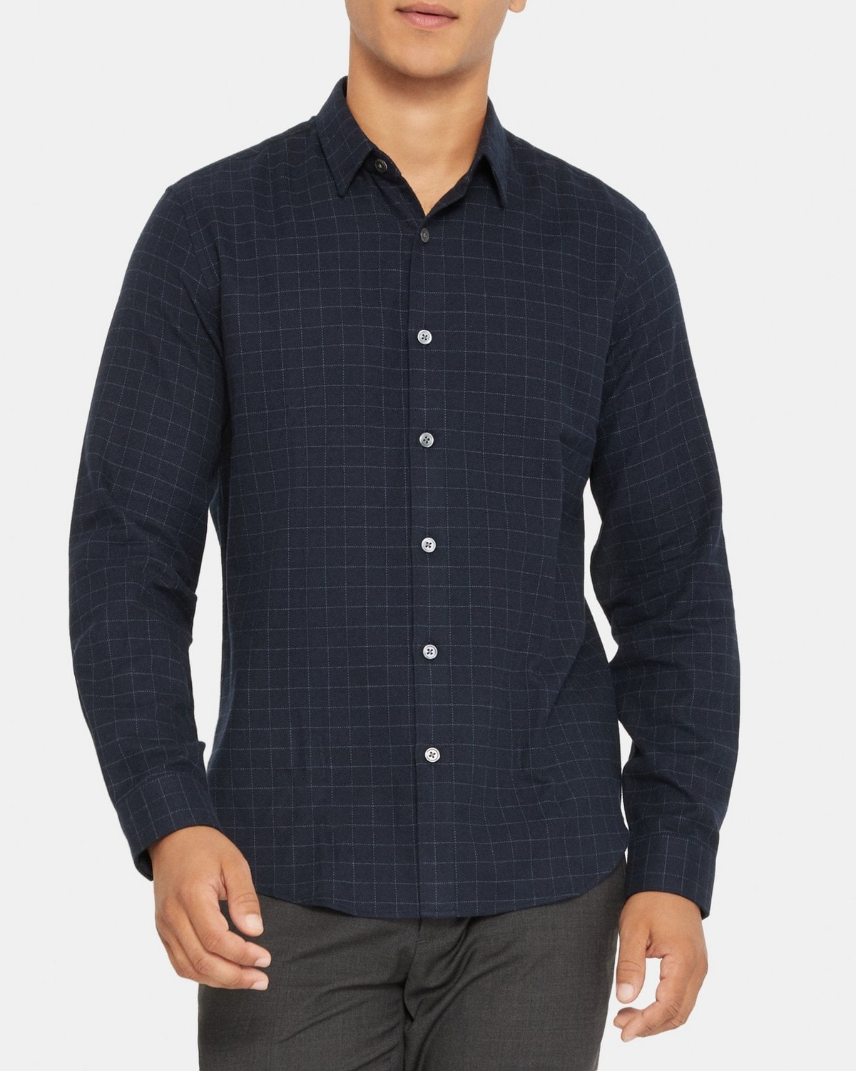 Long-Sleeve Shirt in Cotton Check