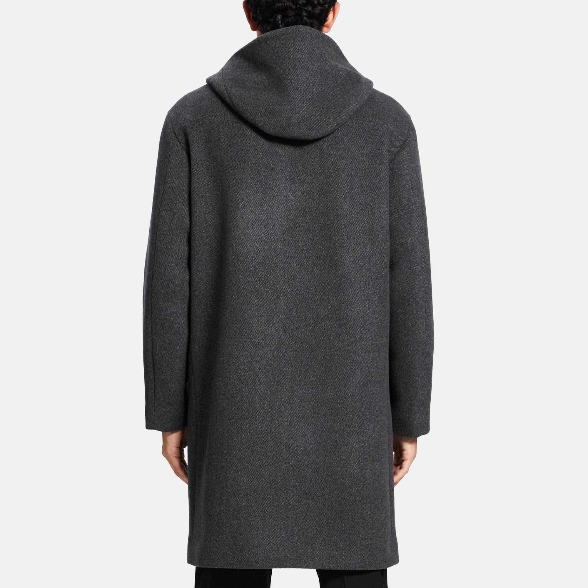 Recycled Wool Melton Hooded Coat | Theory Outlet