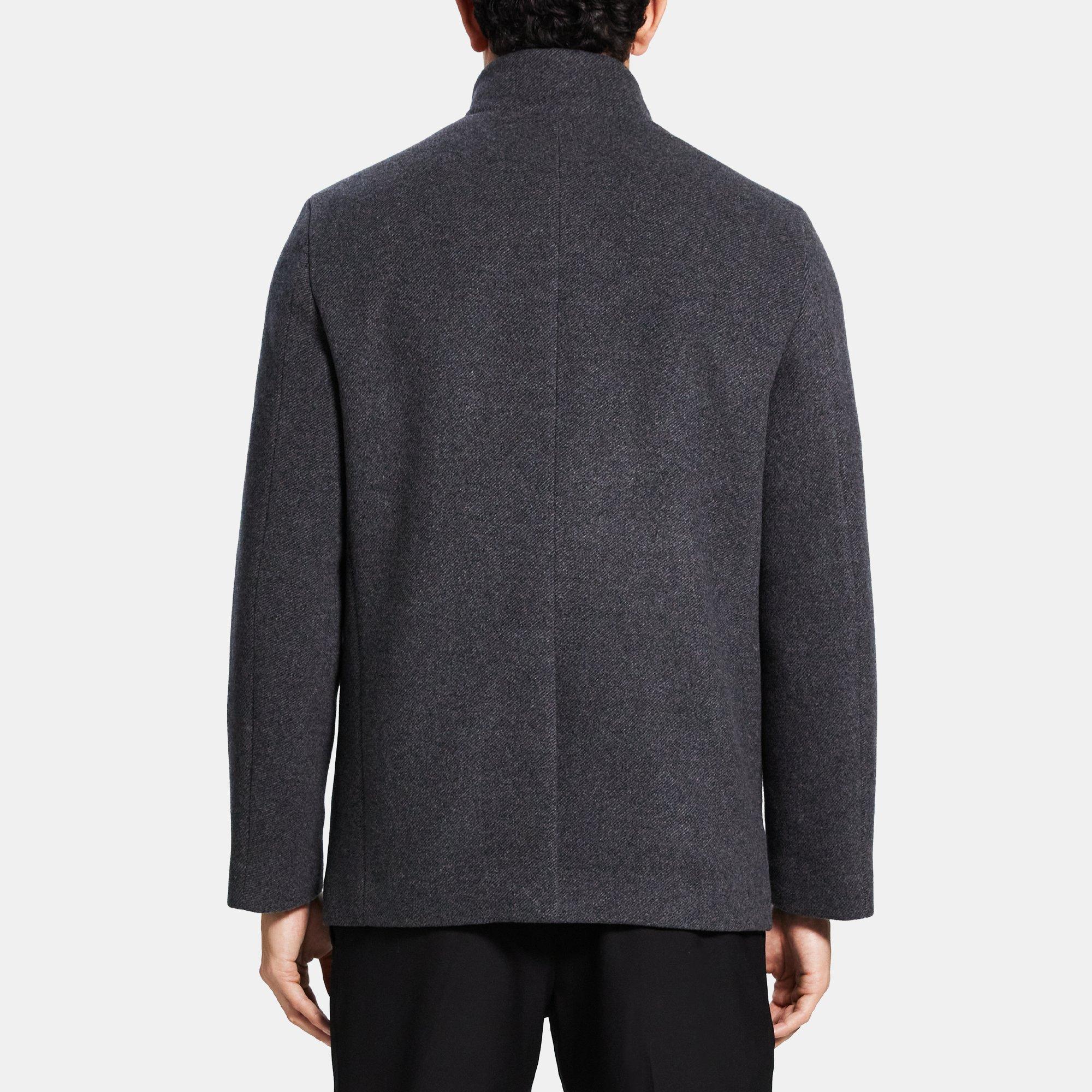 Recycled Wool Melton Stand Collar Coat | Theory Outlet