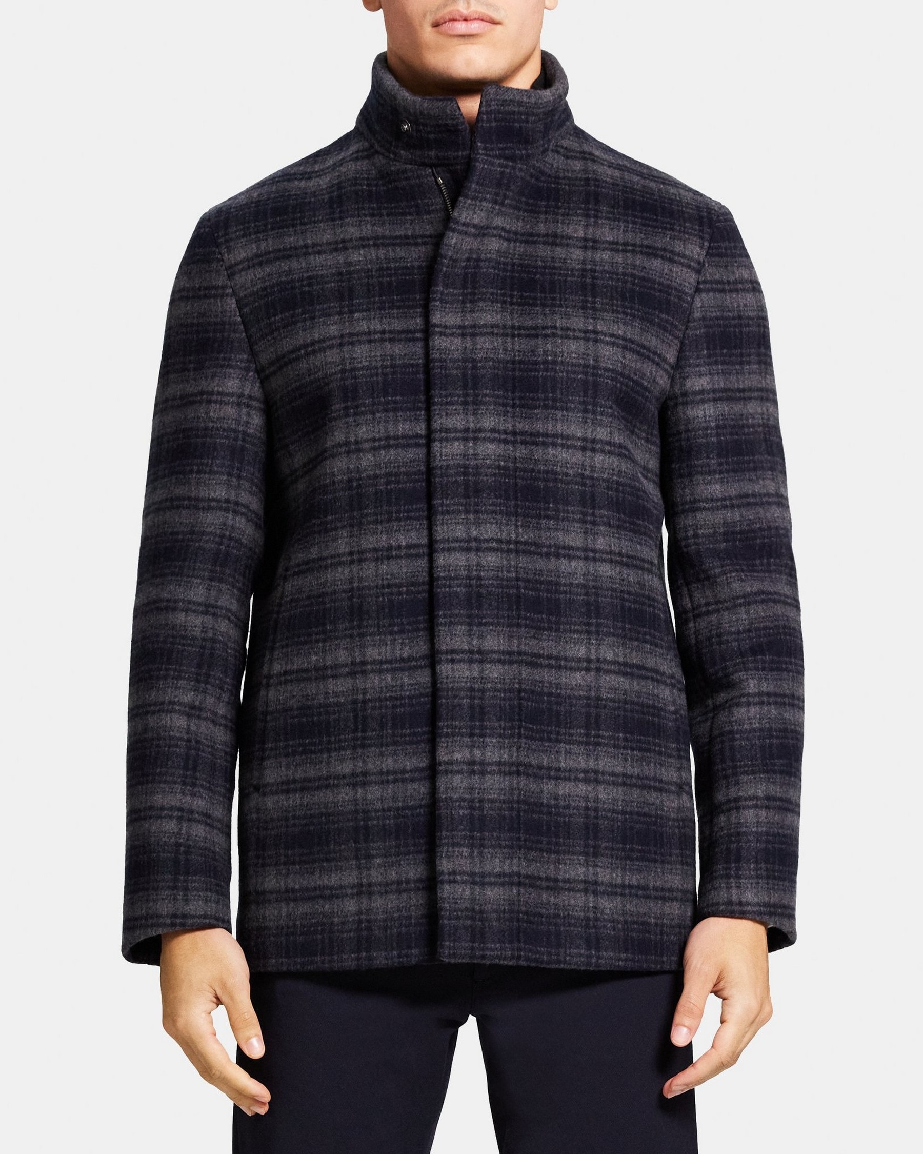 띠어리 Theory Stand-Collar Jacket in Stretch Melton Wool,BALTIC MULTI