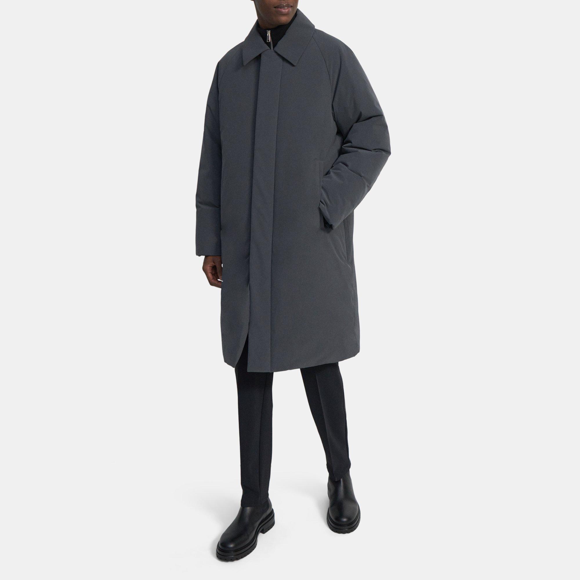 Grey Paper Nylon Puffer Coat | Theory Outlet 