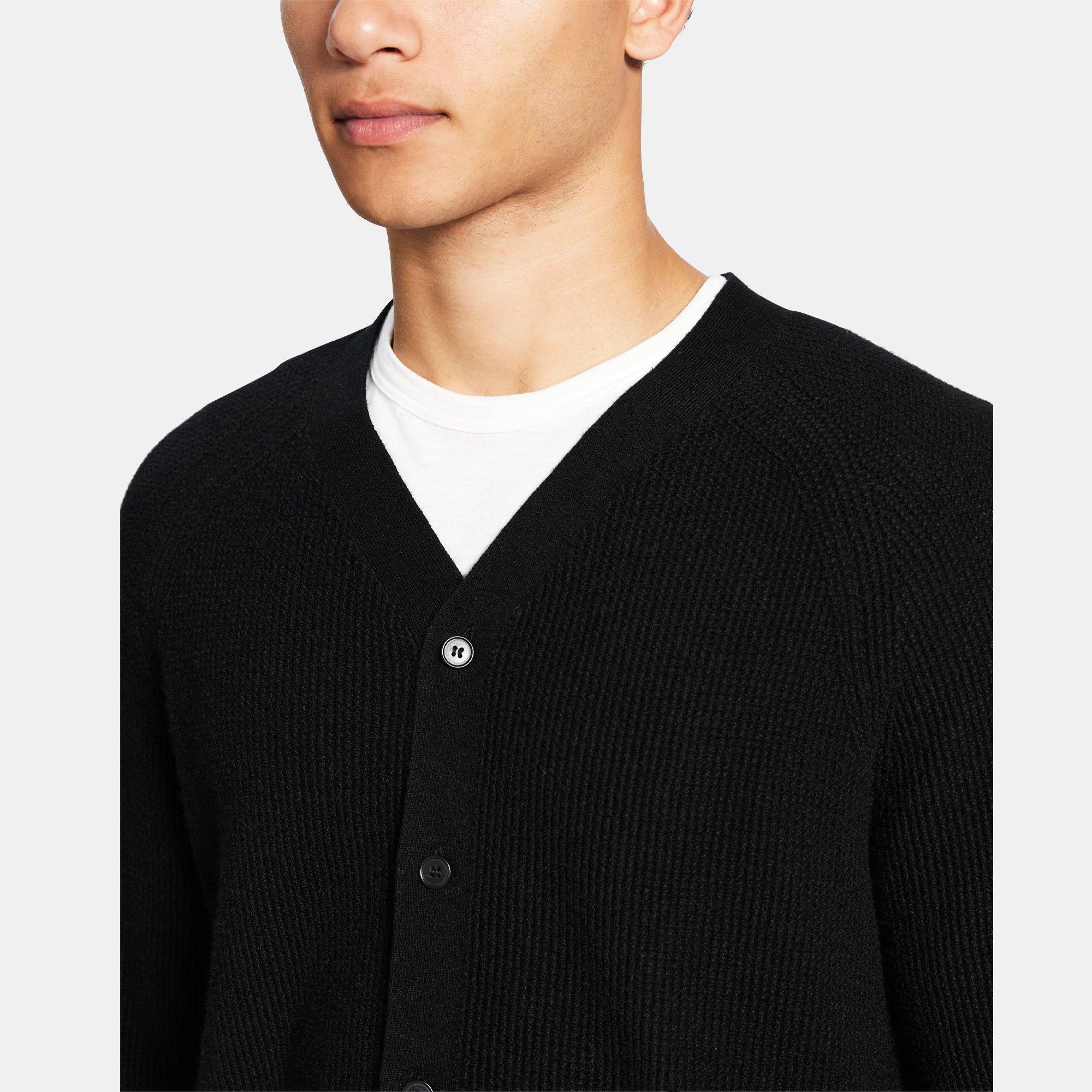 Black Wool-Cashmere V-Neck Cardigan