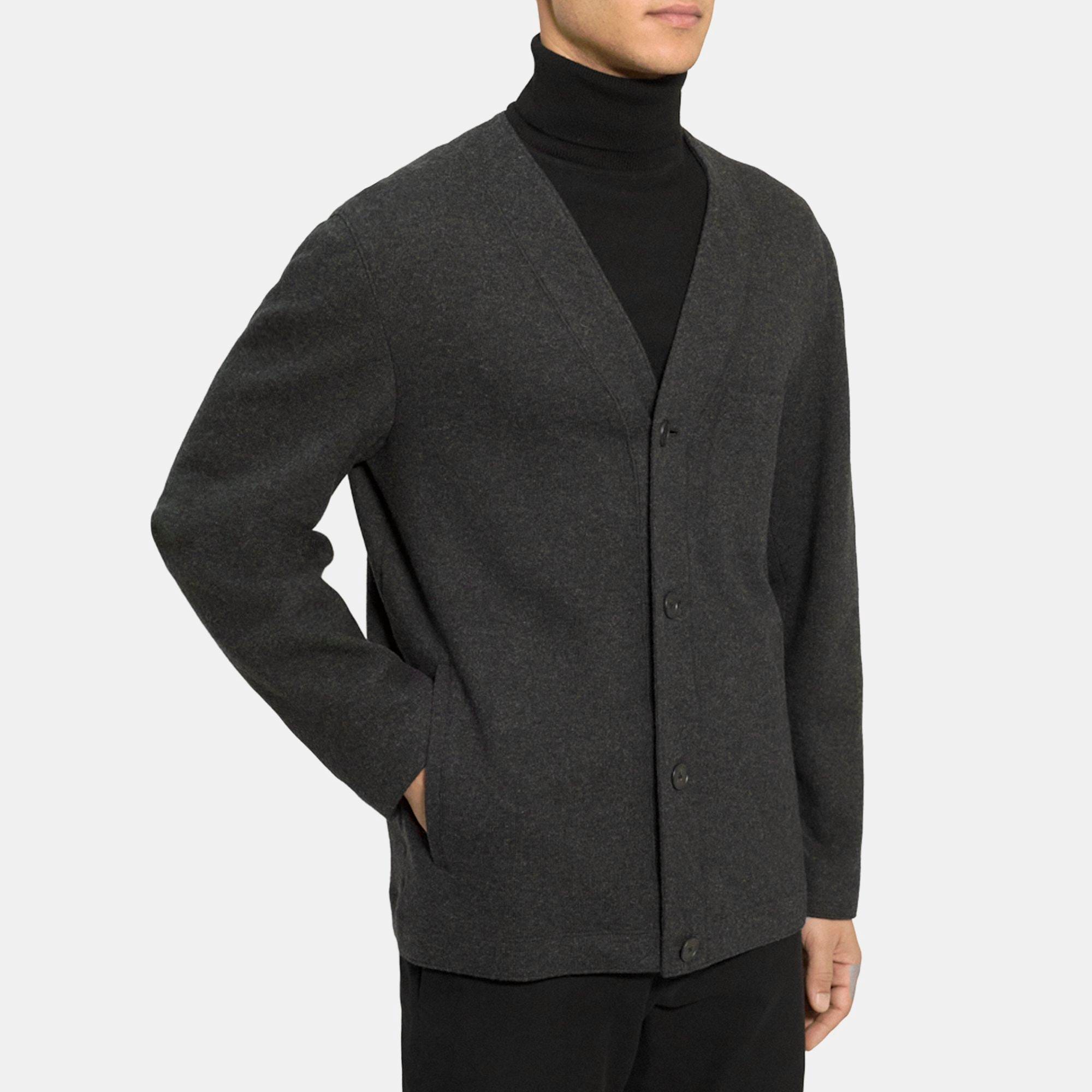 Double Wool Jersey Collarless Jacket | Theory Outlet