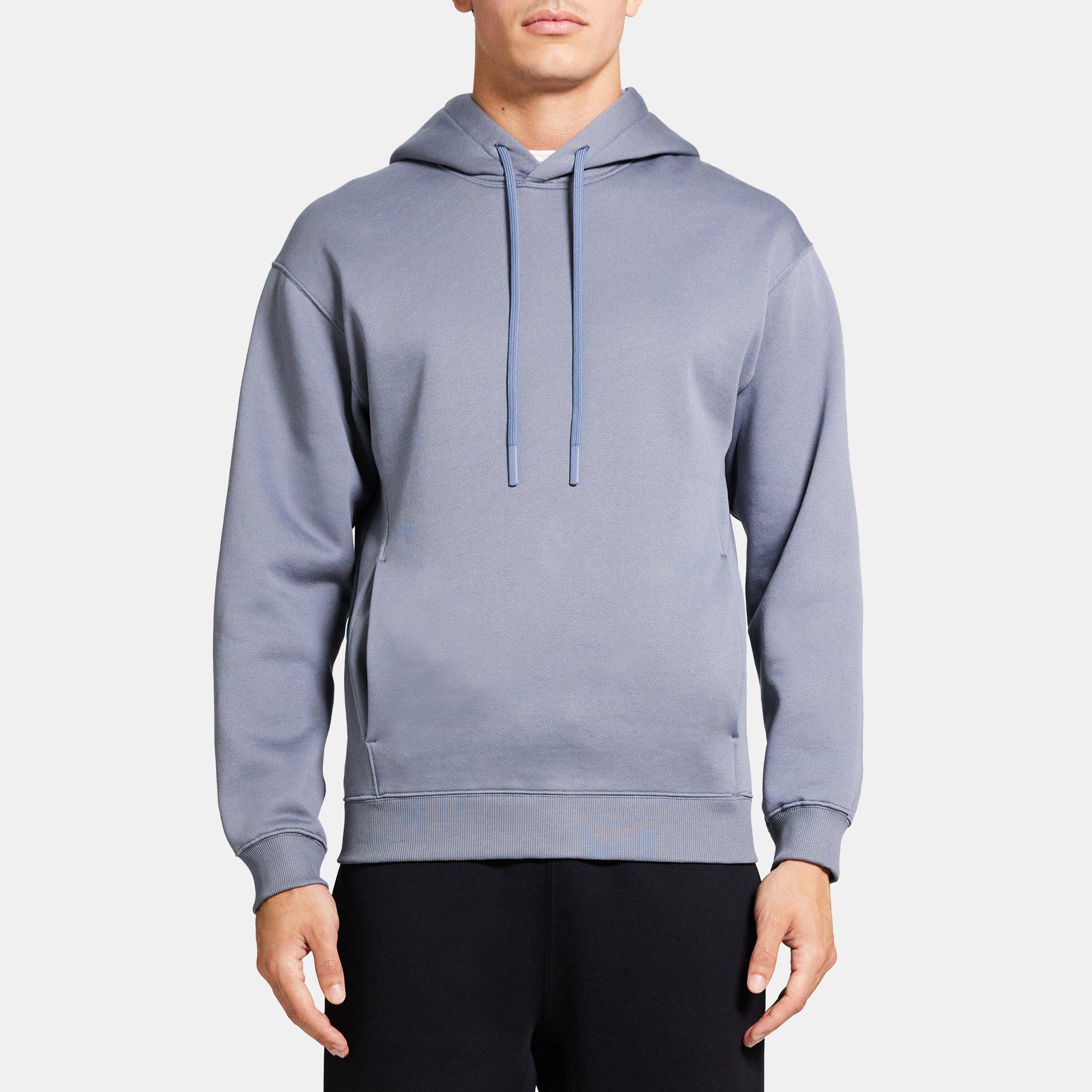 Blue Terry Cotton Hoodie | Theory Outlet