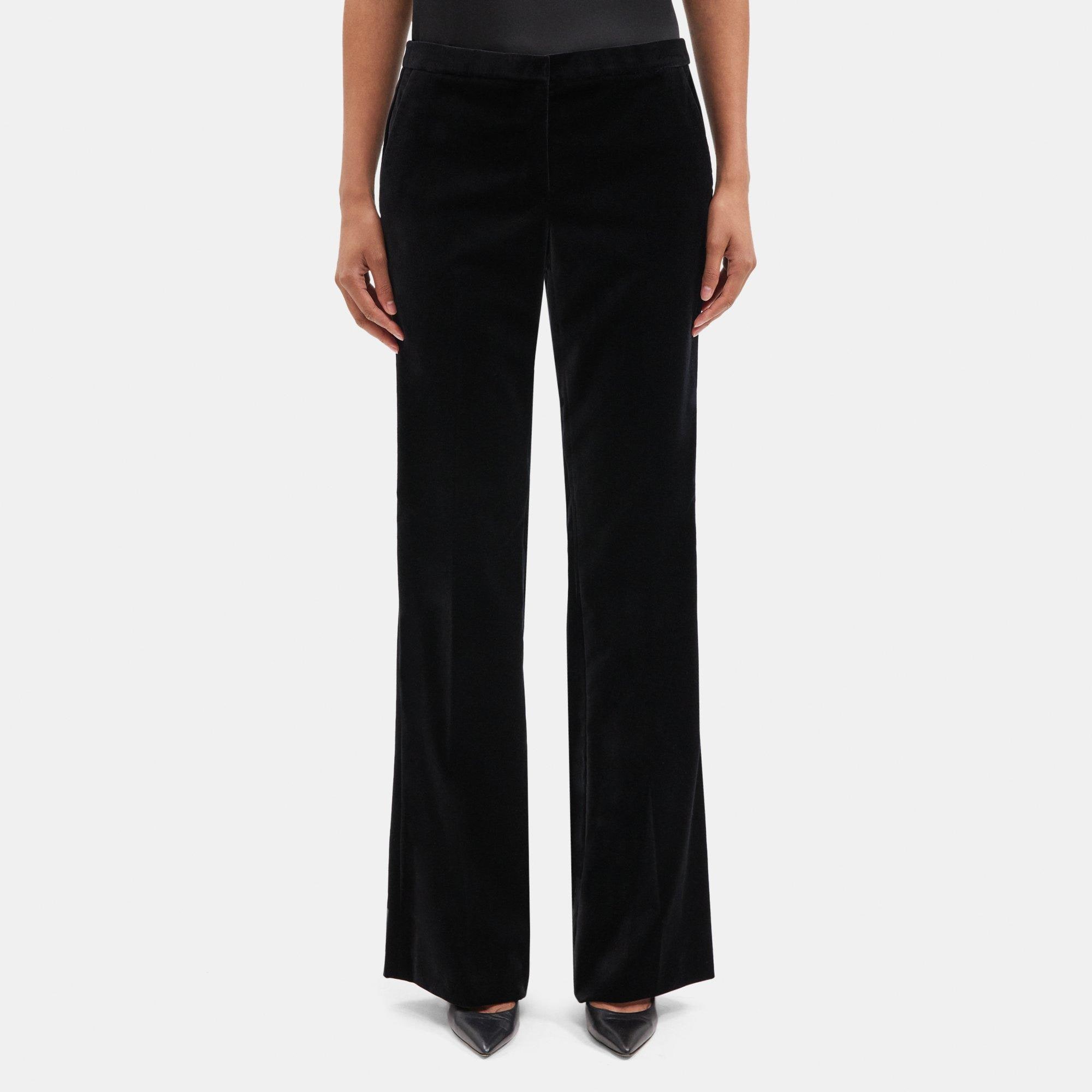 Theory Flared High-Waist Pant in Stretch Velvet