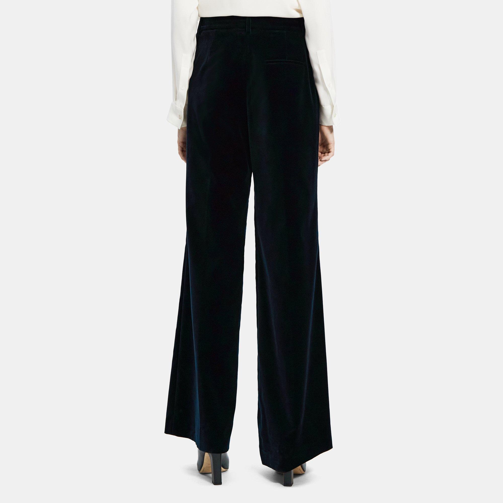 Stretch Velvet Flared High-Waist Pant