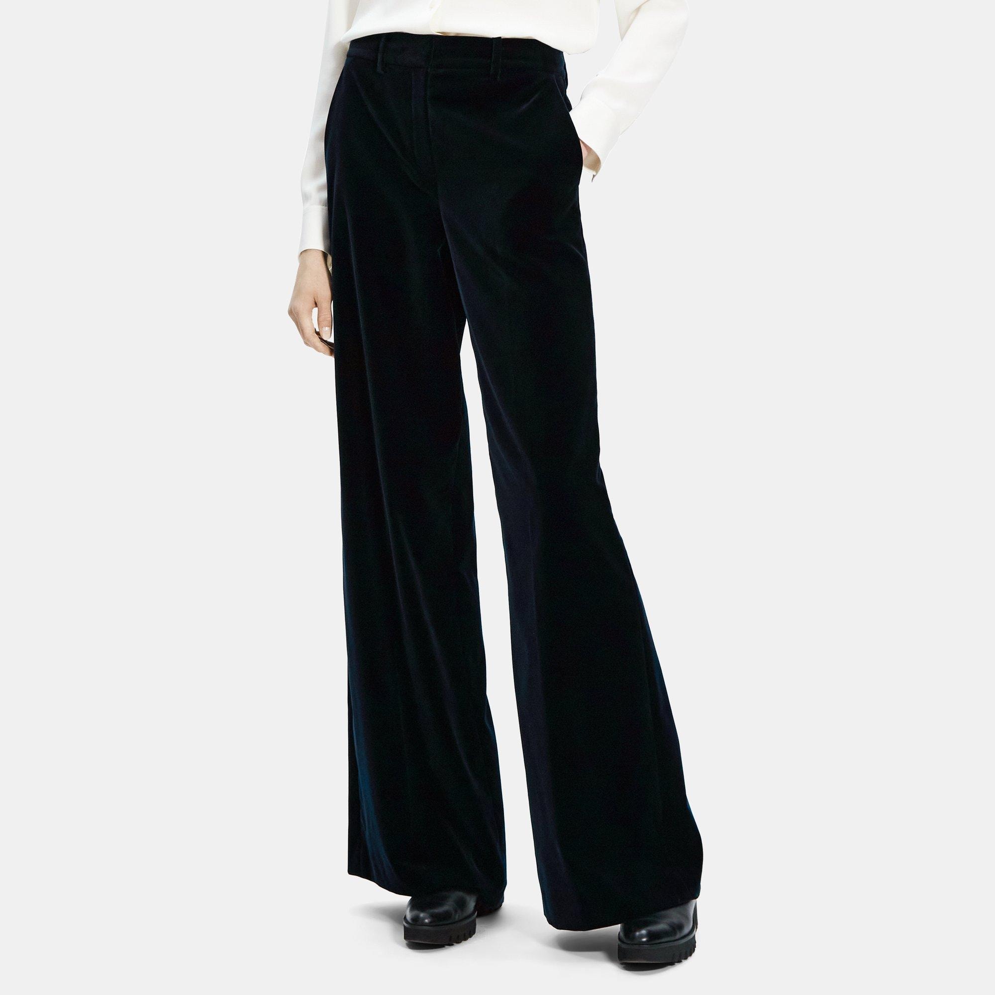 Stretch Velvet Flared High-Waist Pant | Theory Outlet