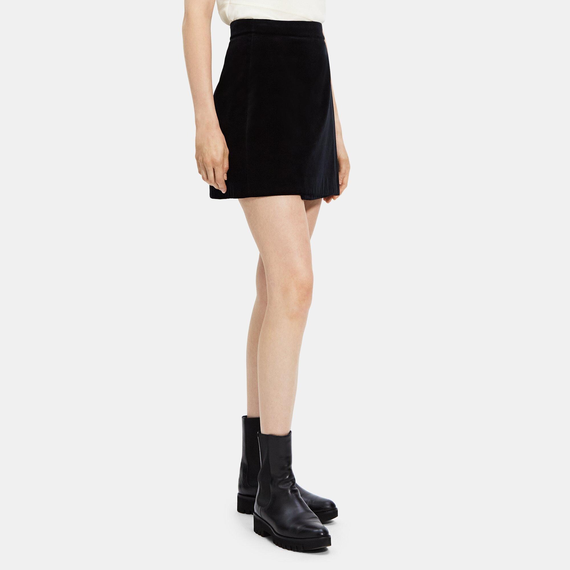 Black velour mini skirt best sale