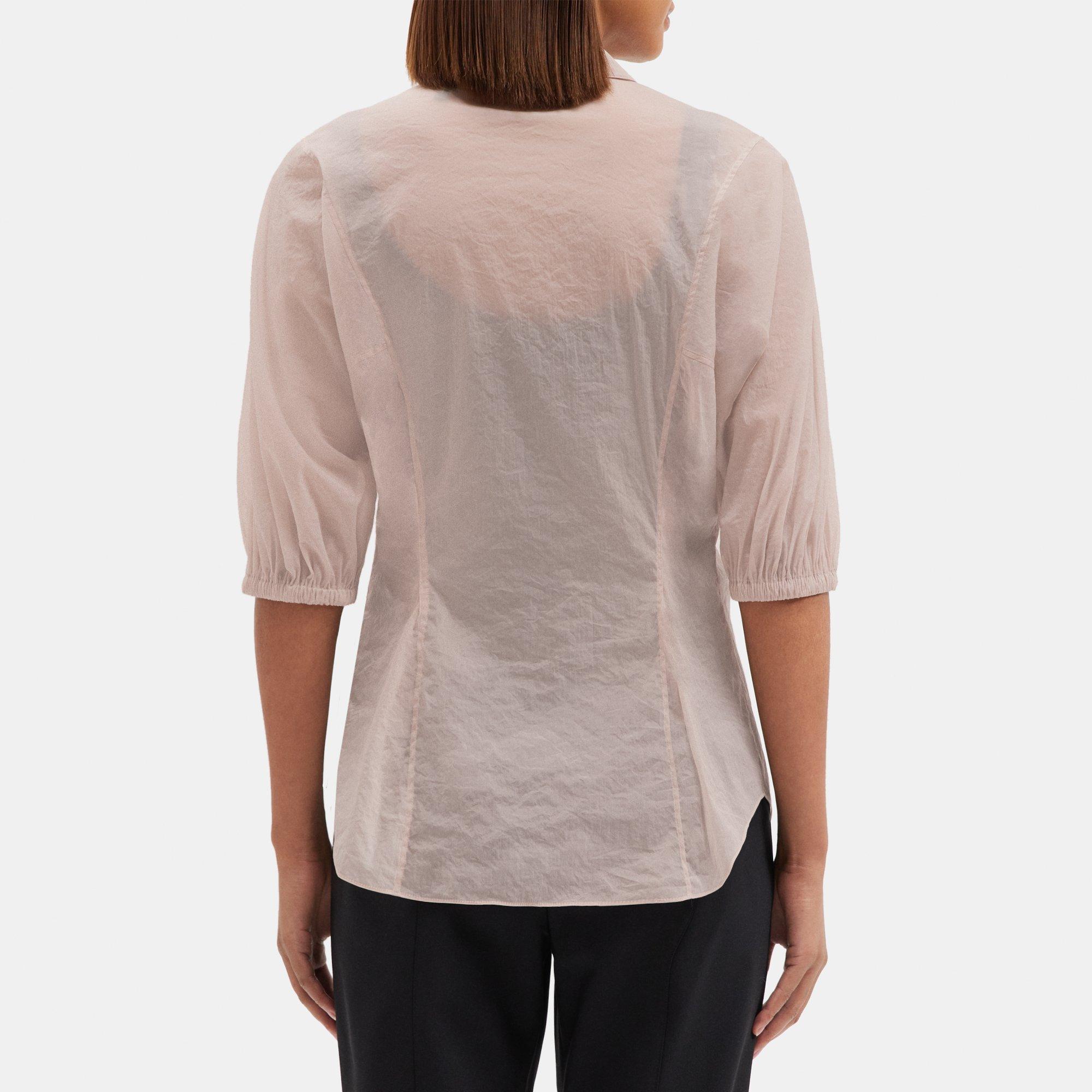 Tech Taffeta Cinched Short-Sleeve Shirt | Theory Outlet