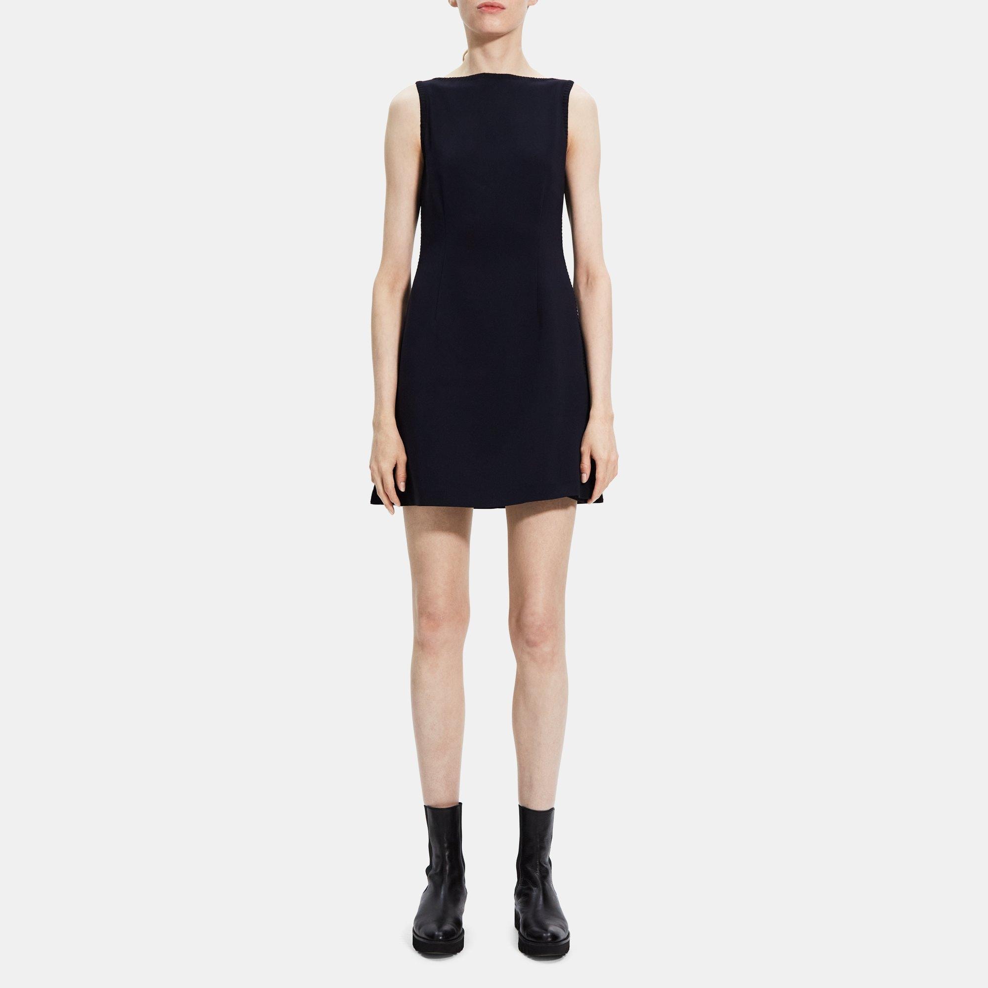Theory Boatneck Shift Dress in Crepe