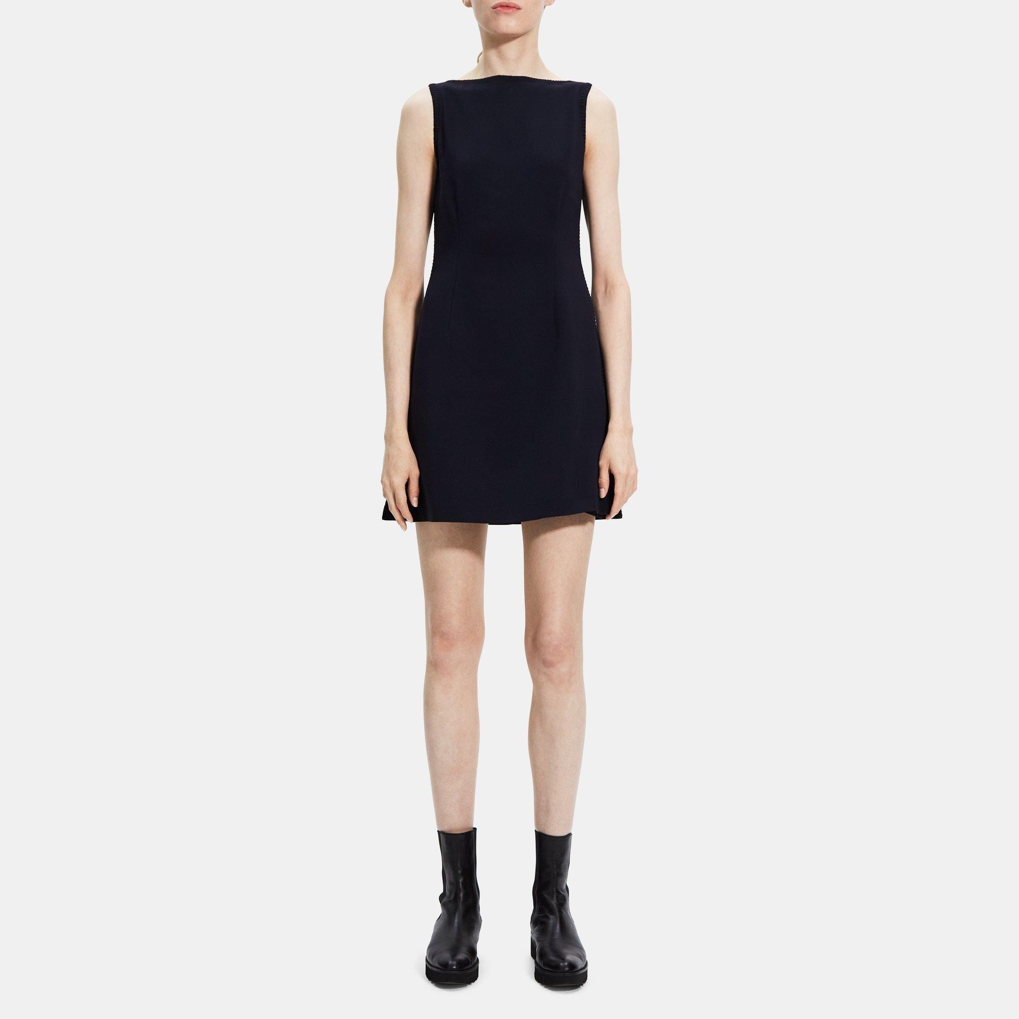 띠어리 Theory Boatneck Shift Dress in Crepe,DEEP NAVY