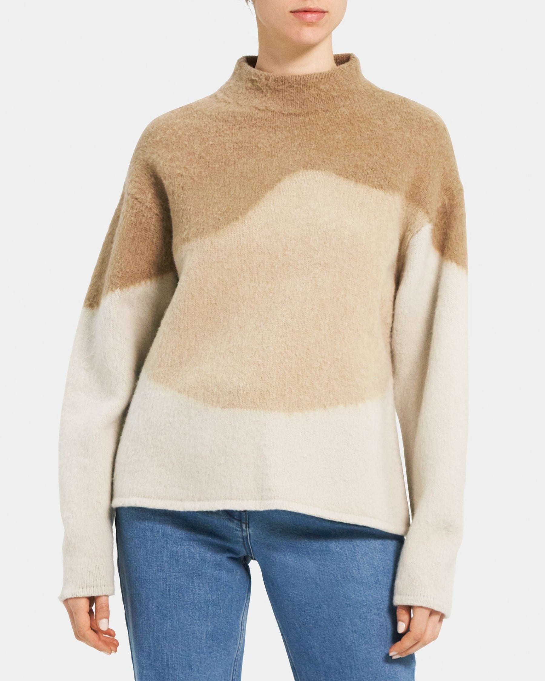 띠어리 Theory Oversized Intarsia Sweater in Brushed Wool,TEAK MEL MULTI