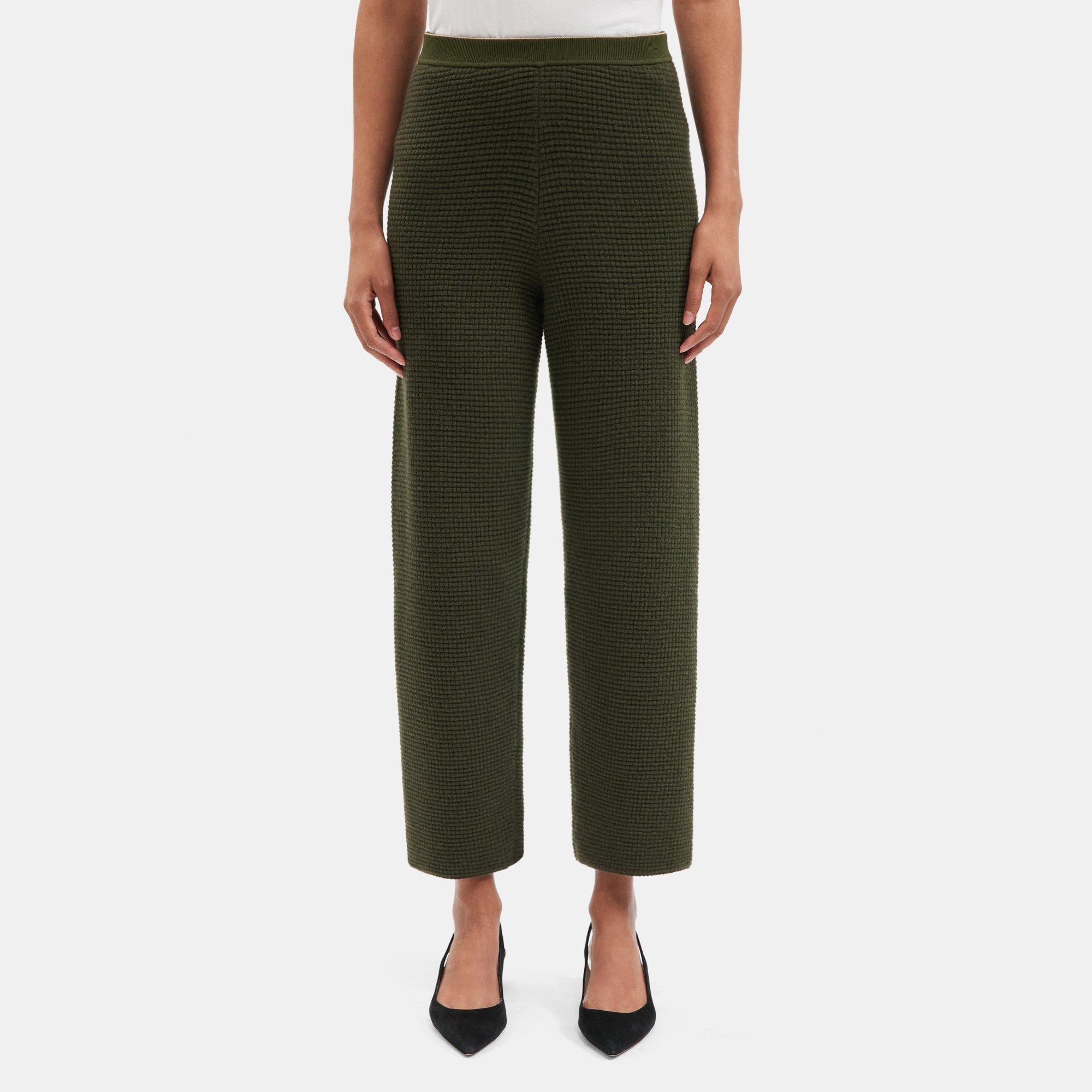 Felted Wool-Cashmere Cropped Pull-On Pant | Theory Outlet