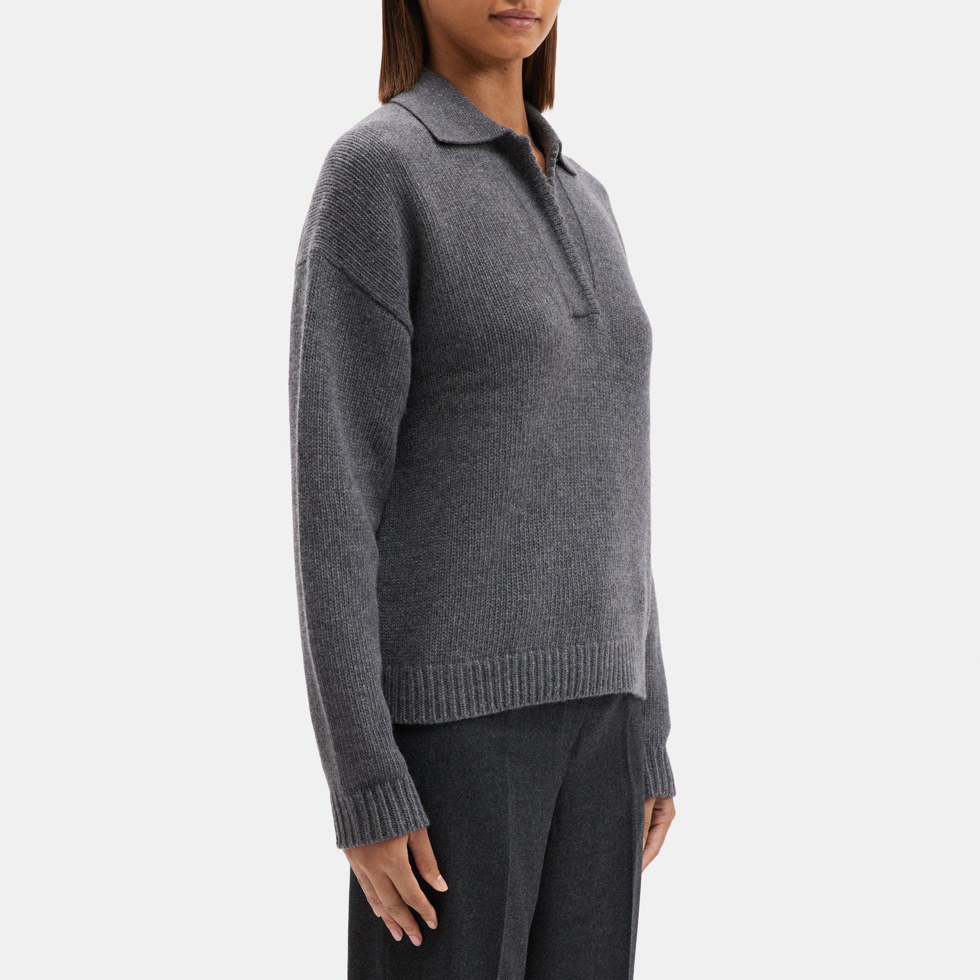 Felted Wool-Cashmere Knit Polo Sweater | Theory Outlet