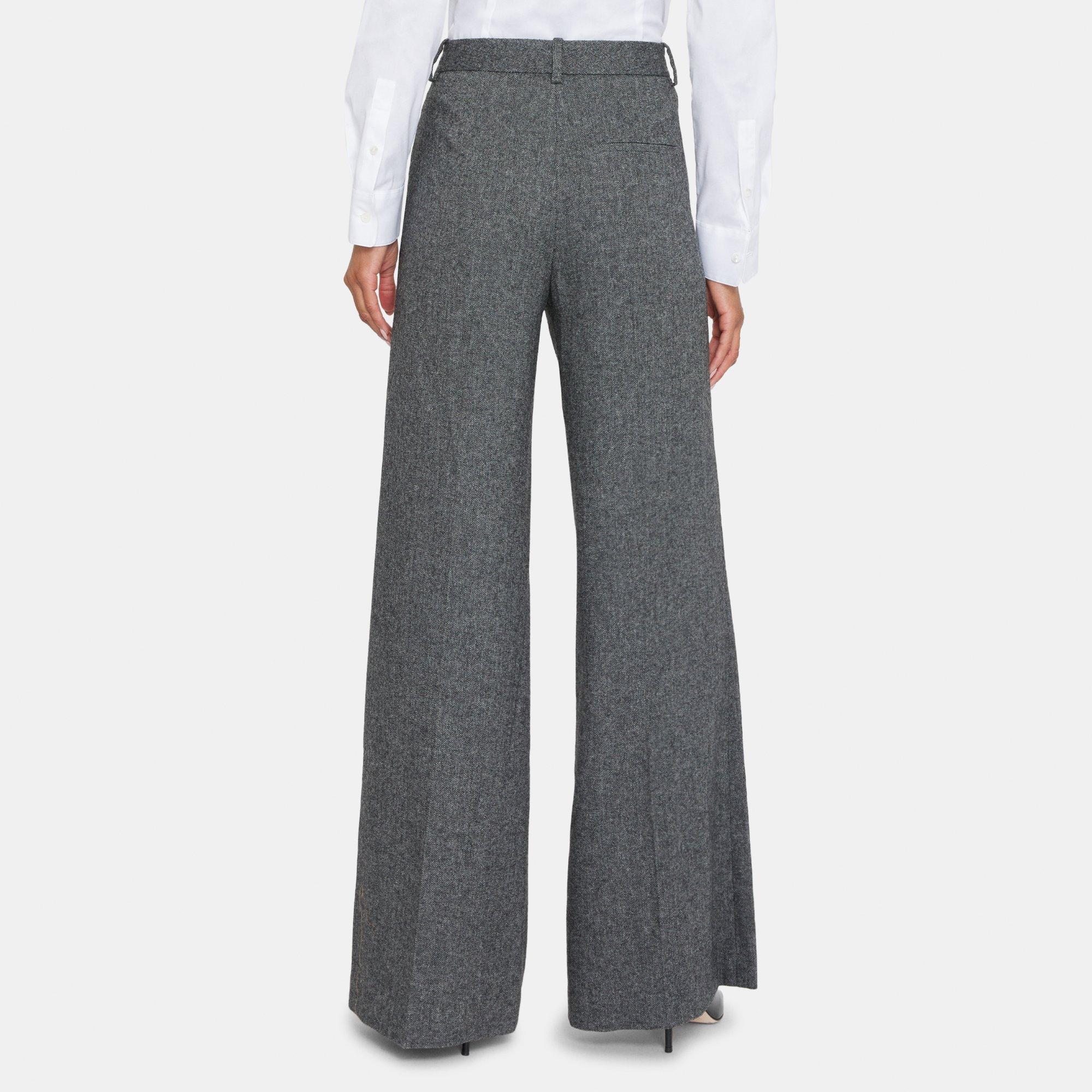 Herringbone Wool-Blend Wide-Leg Pant | Theory Outlet