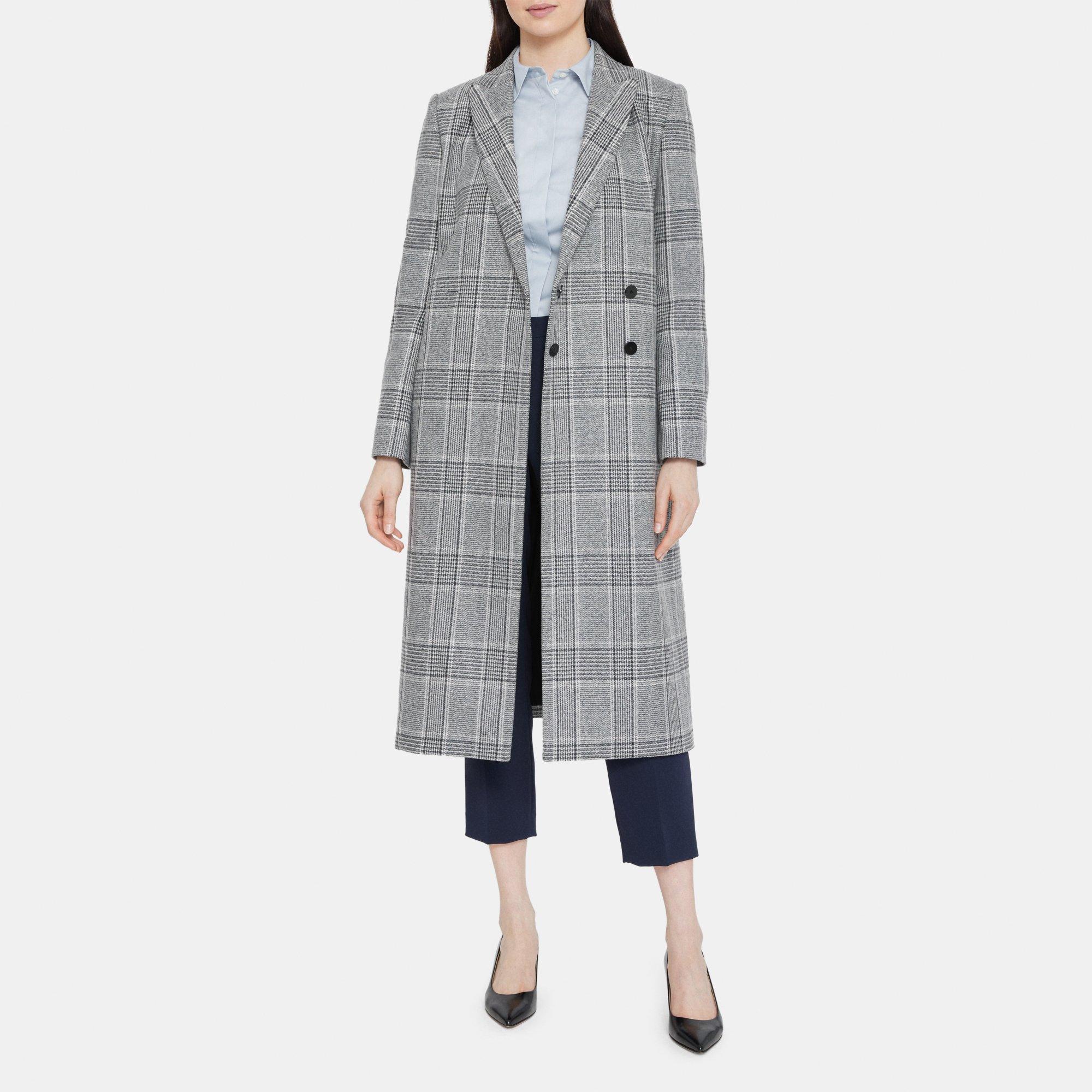 Theory City Coat in Plaid Wool