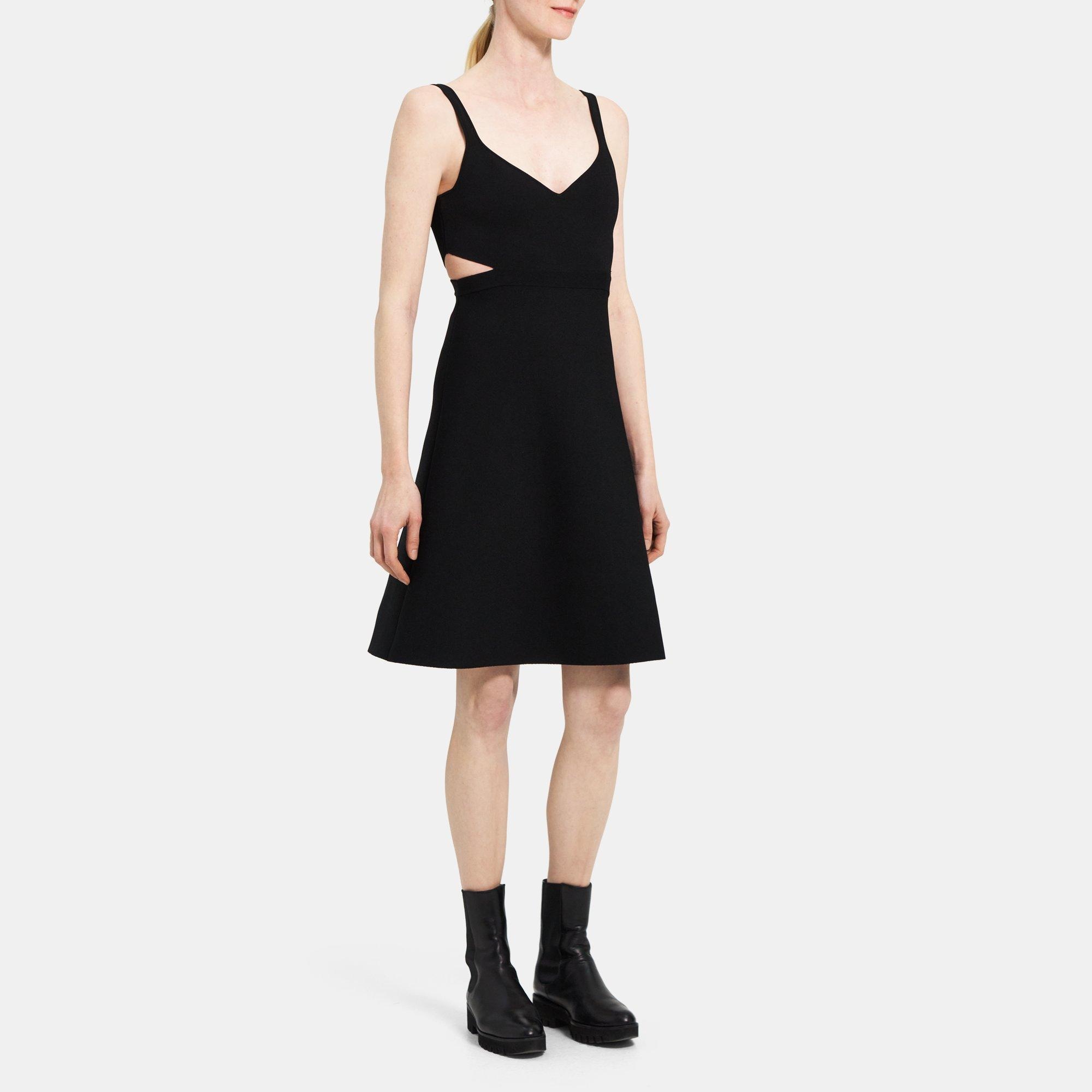띠어리 Theory Cut-Out Mini Dress in Crepe Knit,BLACK