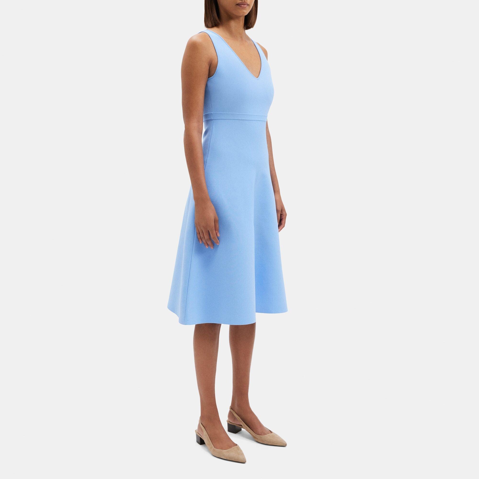 Worsted Crepe Knit Fit-and-Flare Dress | Theory Outlet