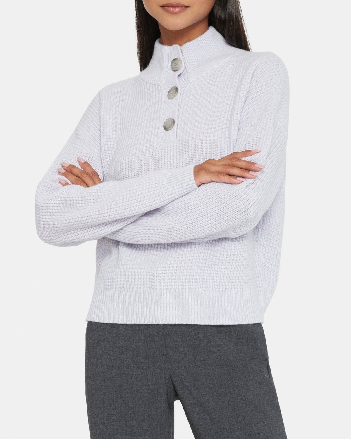 Half-Button Sweater in Wool-Cashmere