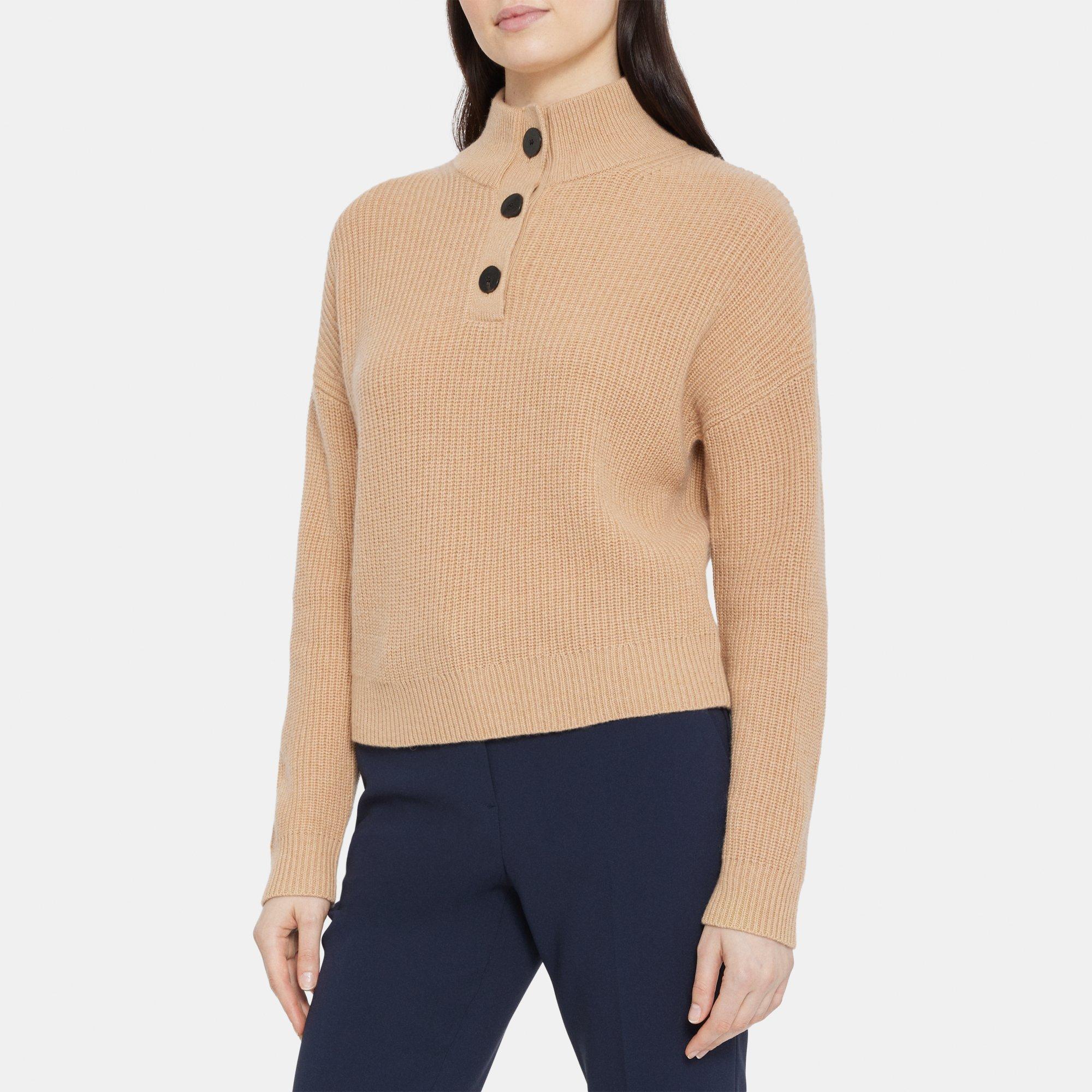 띠어리 Theory Half-Button Sweater in Wool-Cashmere