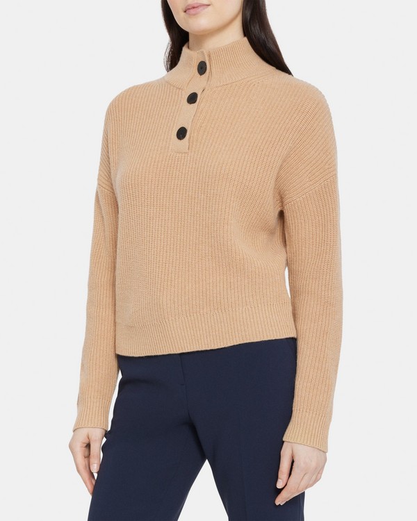 띠어리 Theory Half-Button Sweater in Wool-Cashmere
