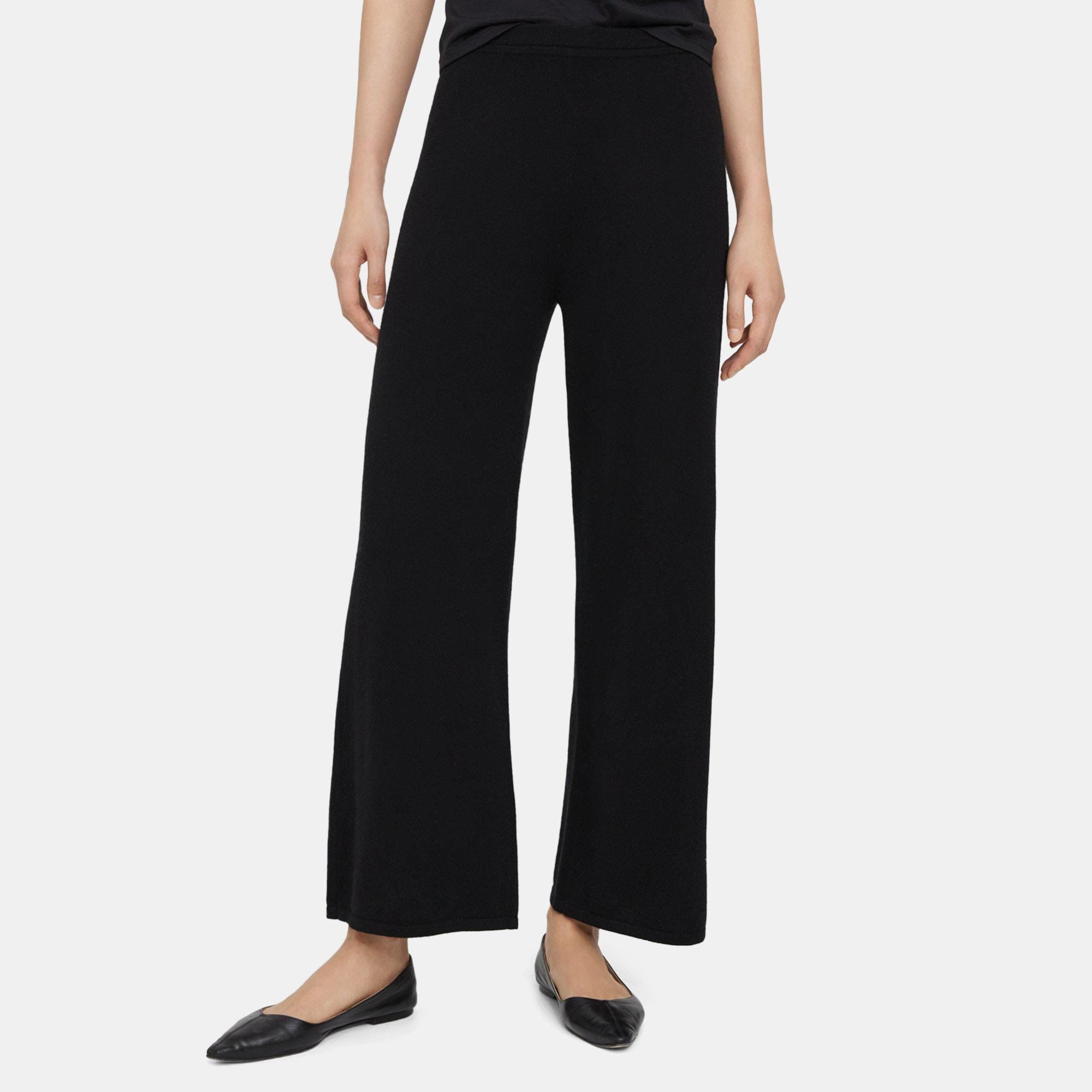 Black Cashmere Flared Wide-Leg Pant | Theory Outlet