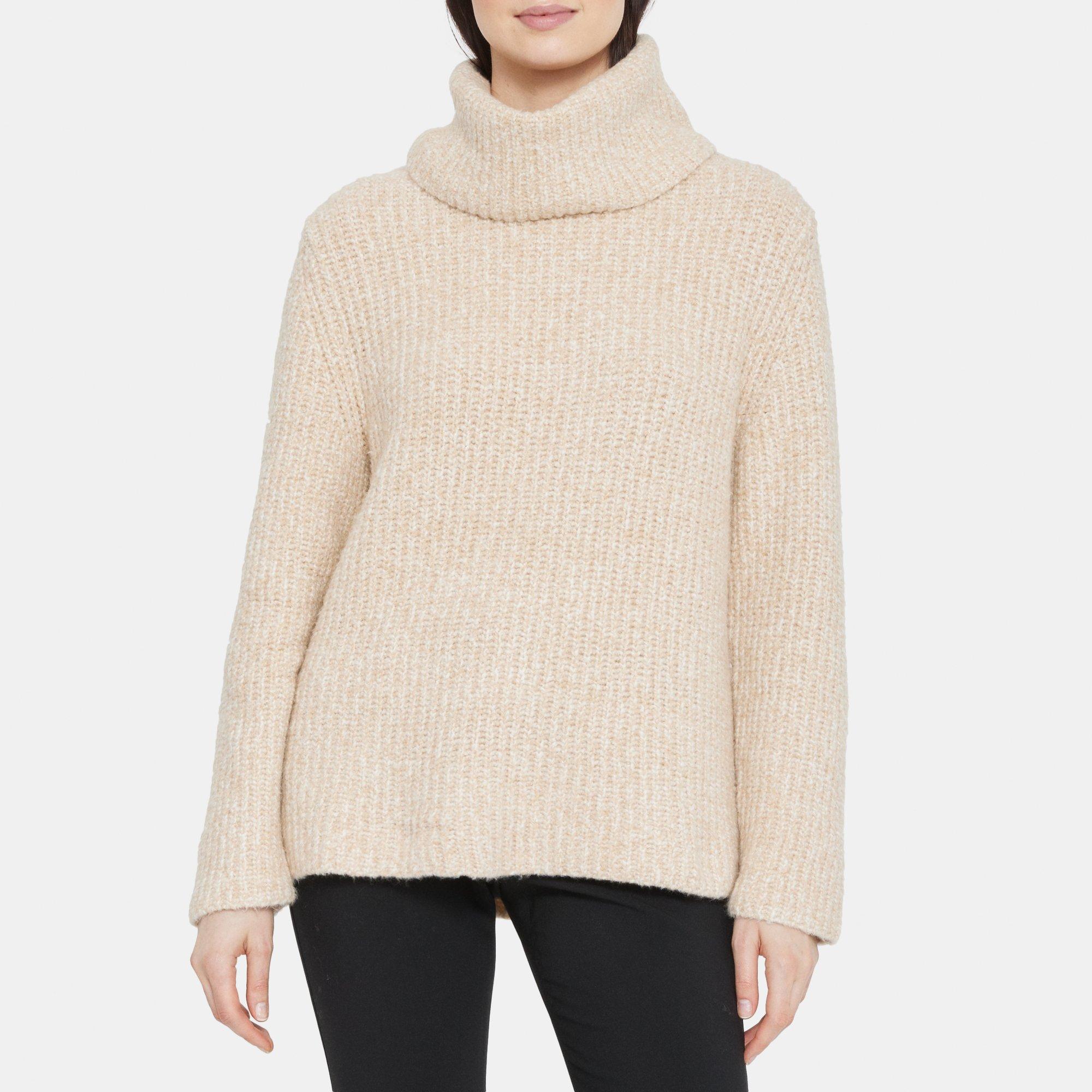 Cotton-Blend Bouclé Oversized Turtleneck | Theory Outlet