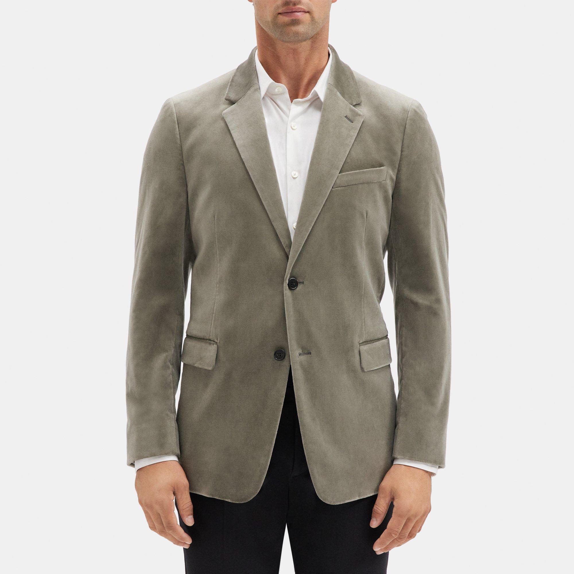 띠어리 Theory Structured Blazer in Stretch Velvet,LIGHT GREY