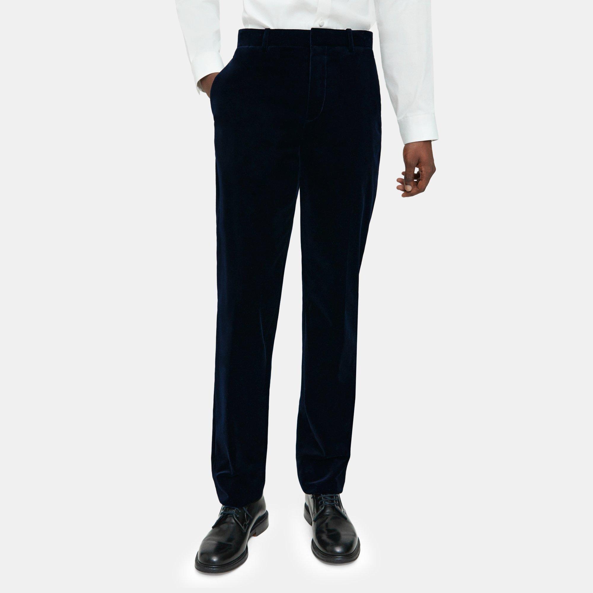 Blue Stretch Velvet Slim Pant | Theory Outlet