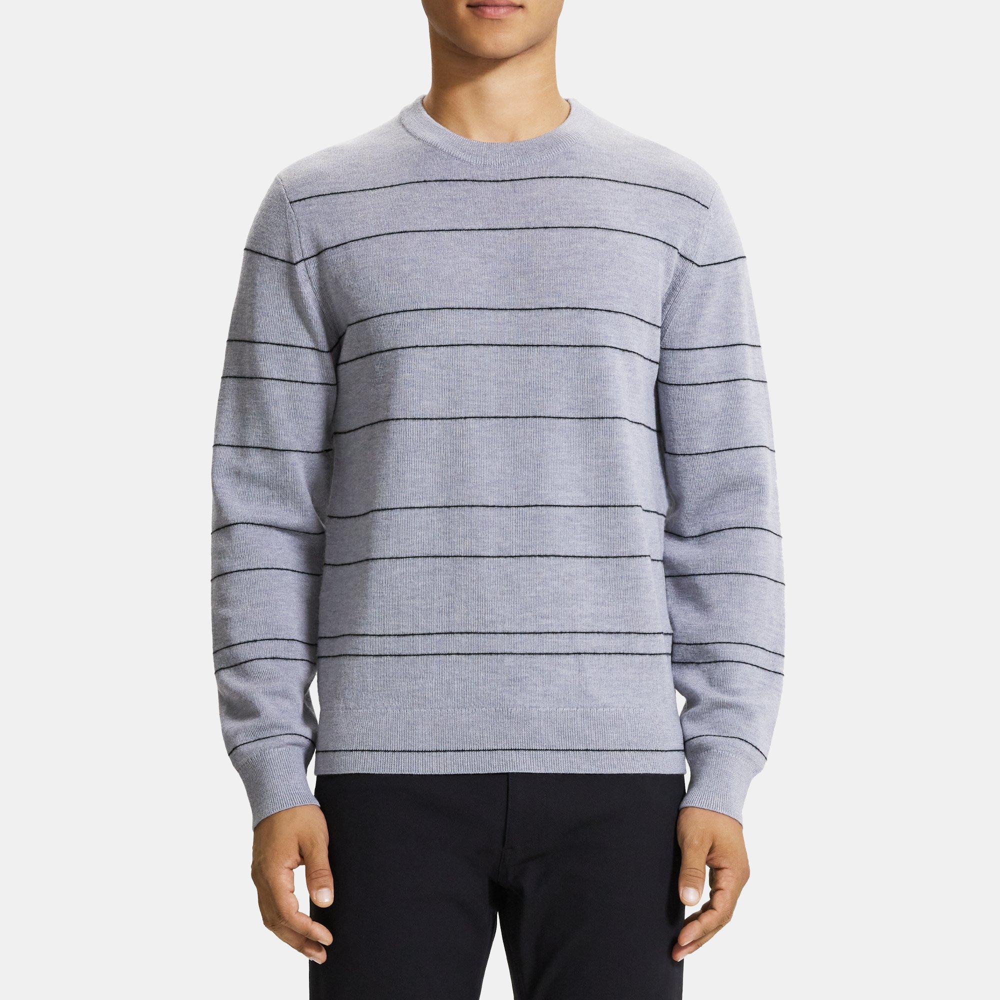 띠어리 Theory Striped Sweater in Merino Wool,GREY MELANGE MULTI