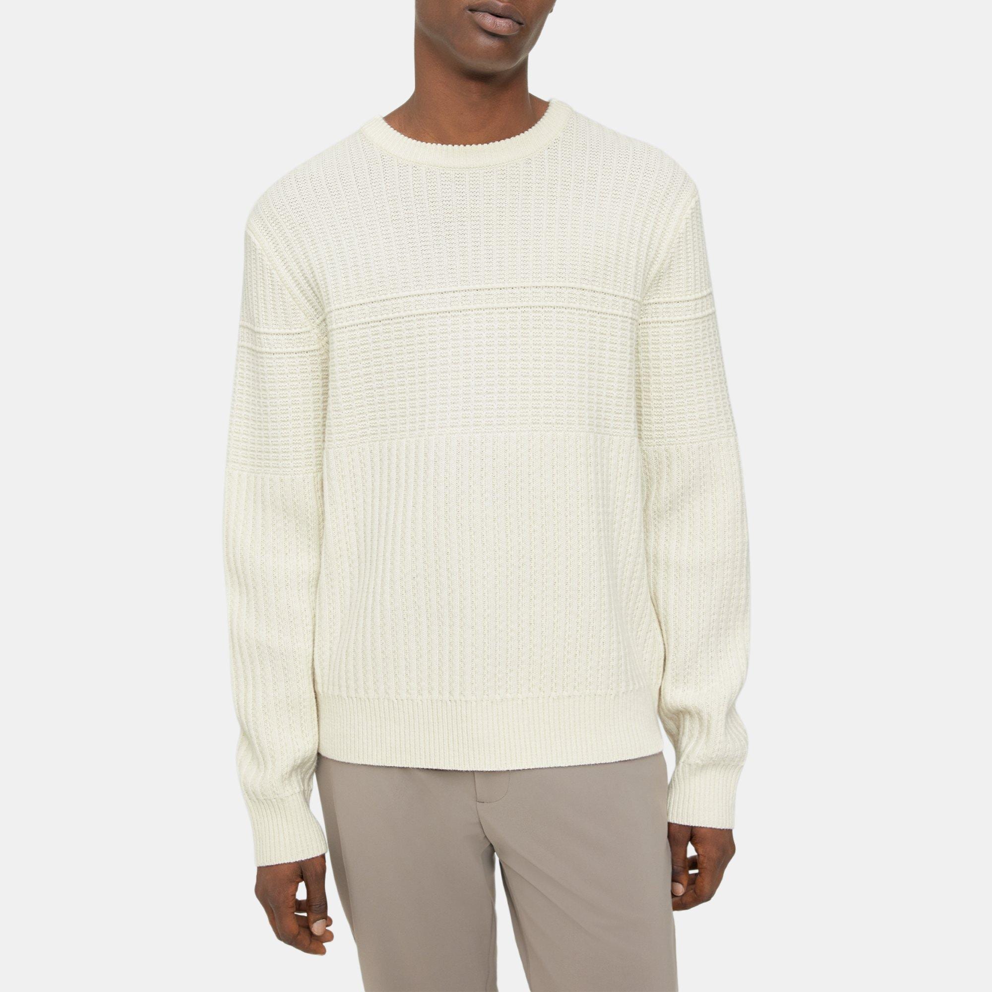 띠어리 Theory Crewneck Sweater in Wool-Cashmere,STONE WHITE