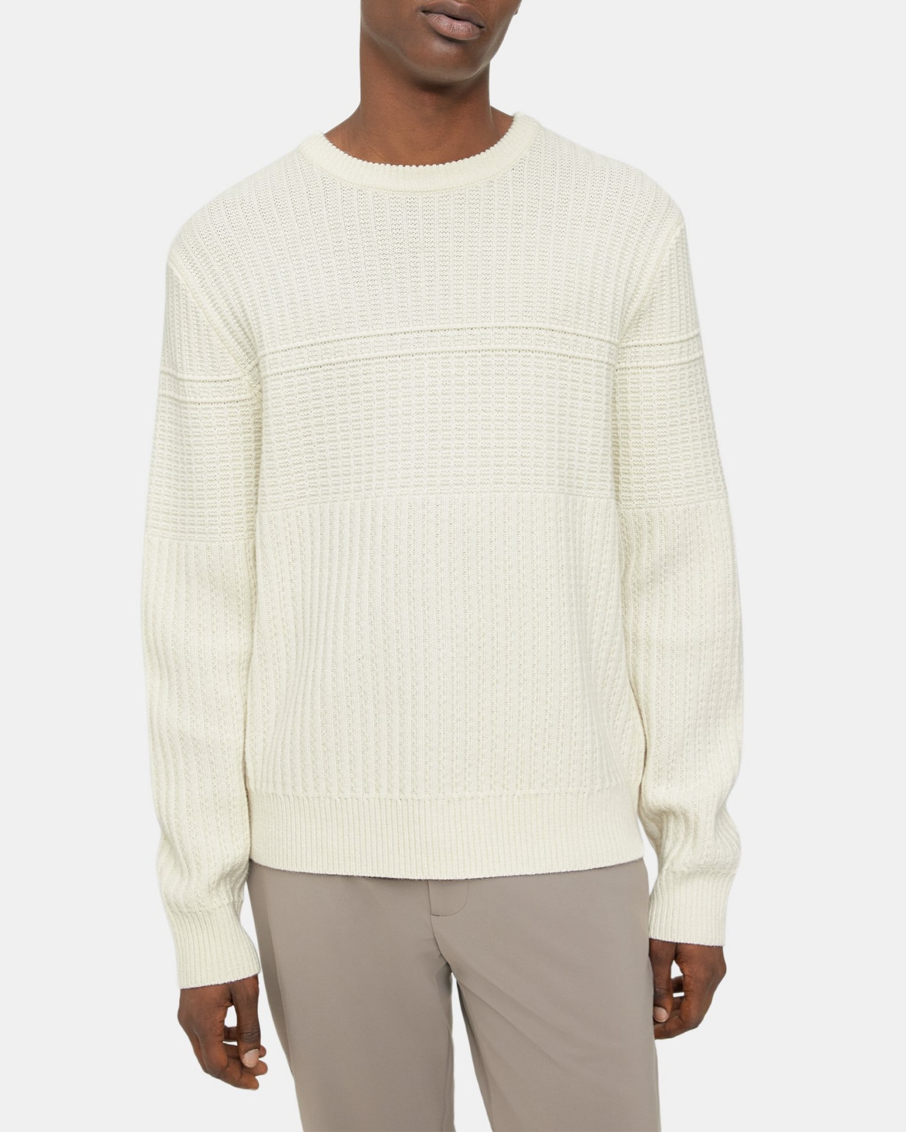 띠어리 Theory Crewneck Sweater in Wool-Cashmere,STONE WHITE