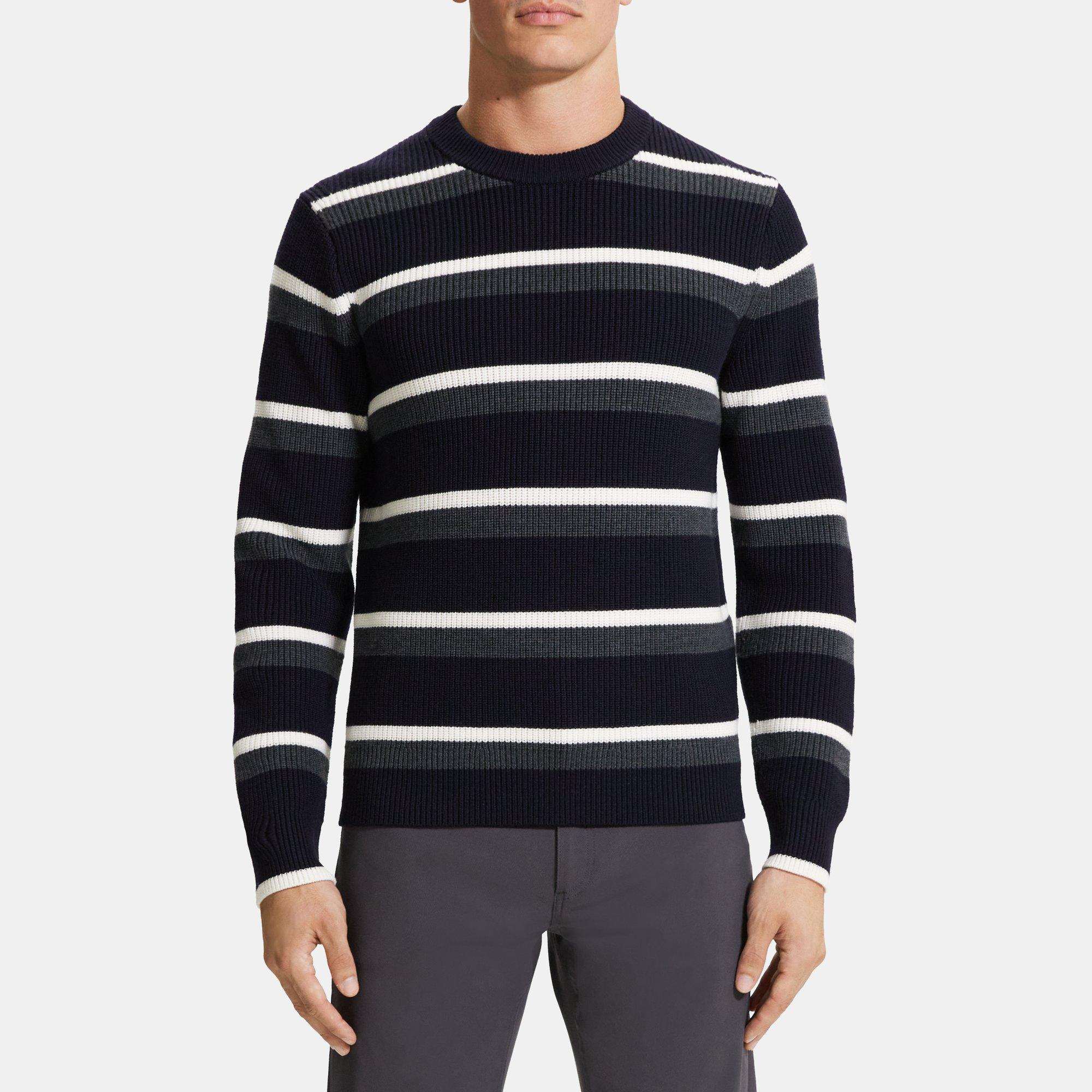 띠어리 Theory Striped Crewneck Sweater in Merino Wool,BALTIC MULTI