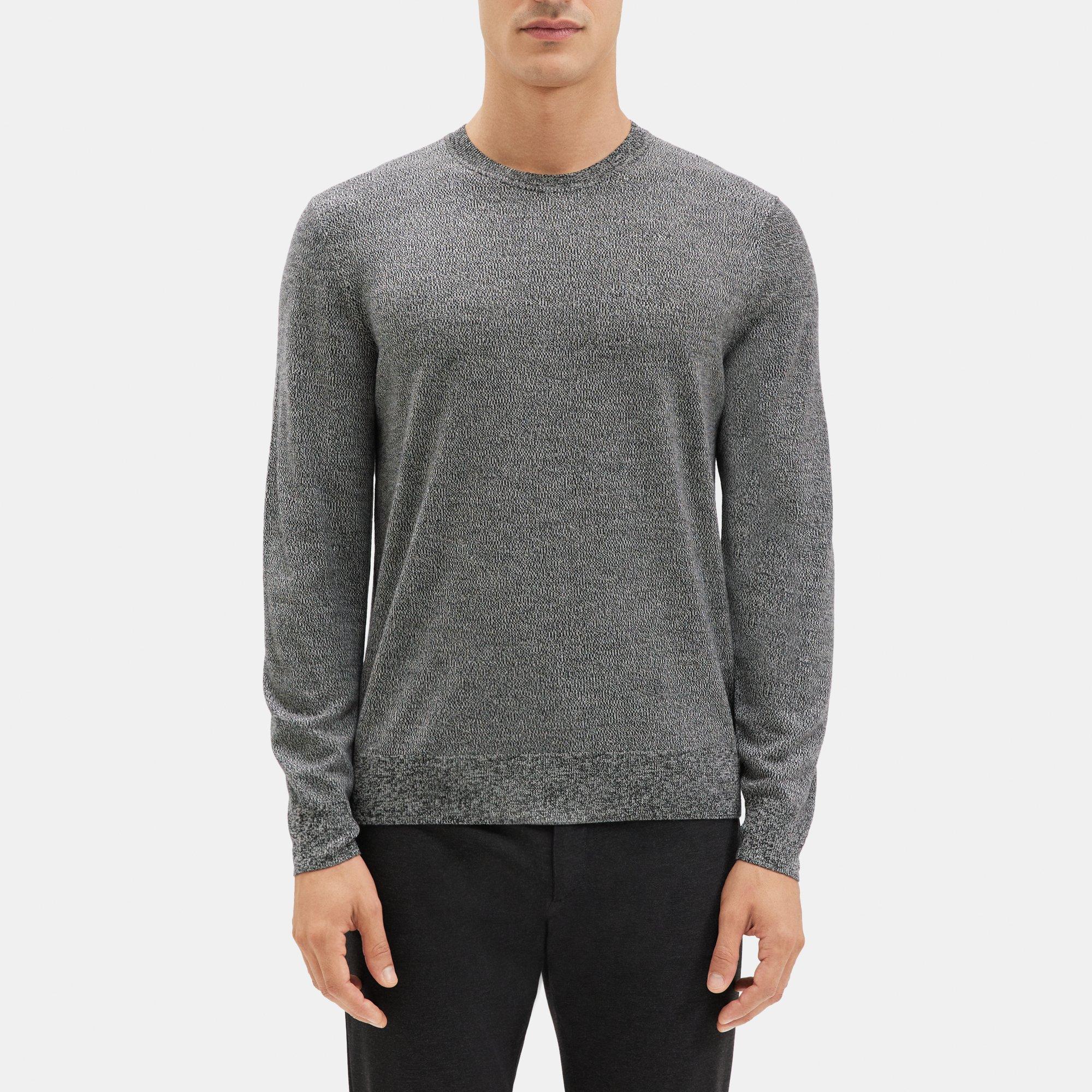 띠어리 Theory Crewneck Sweater in Merino Wool,BLACK/WHITE