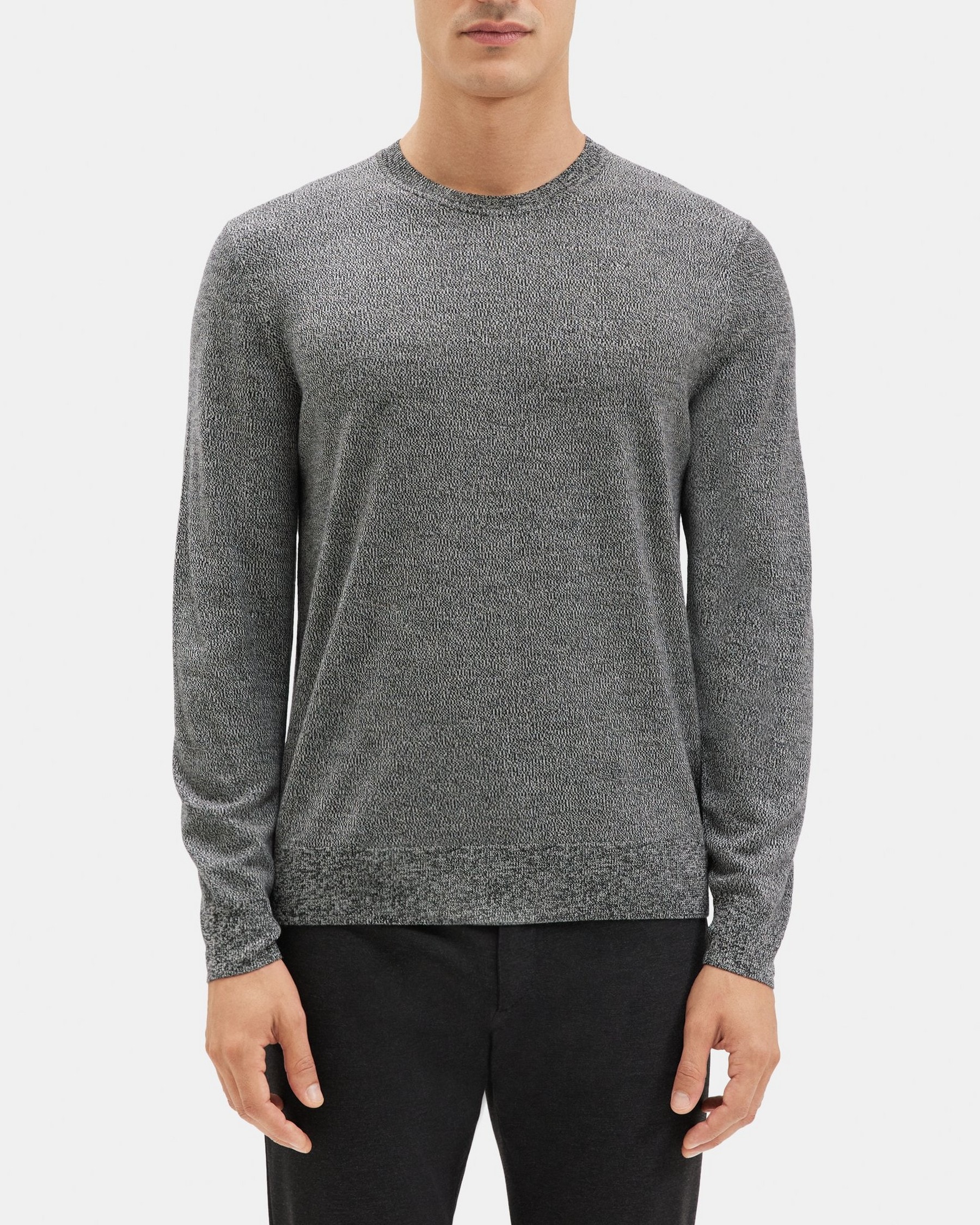 띠어리 Theory Crewneck Sweater in Merino Wool,BLACK/WHITE