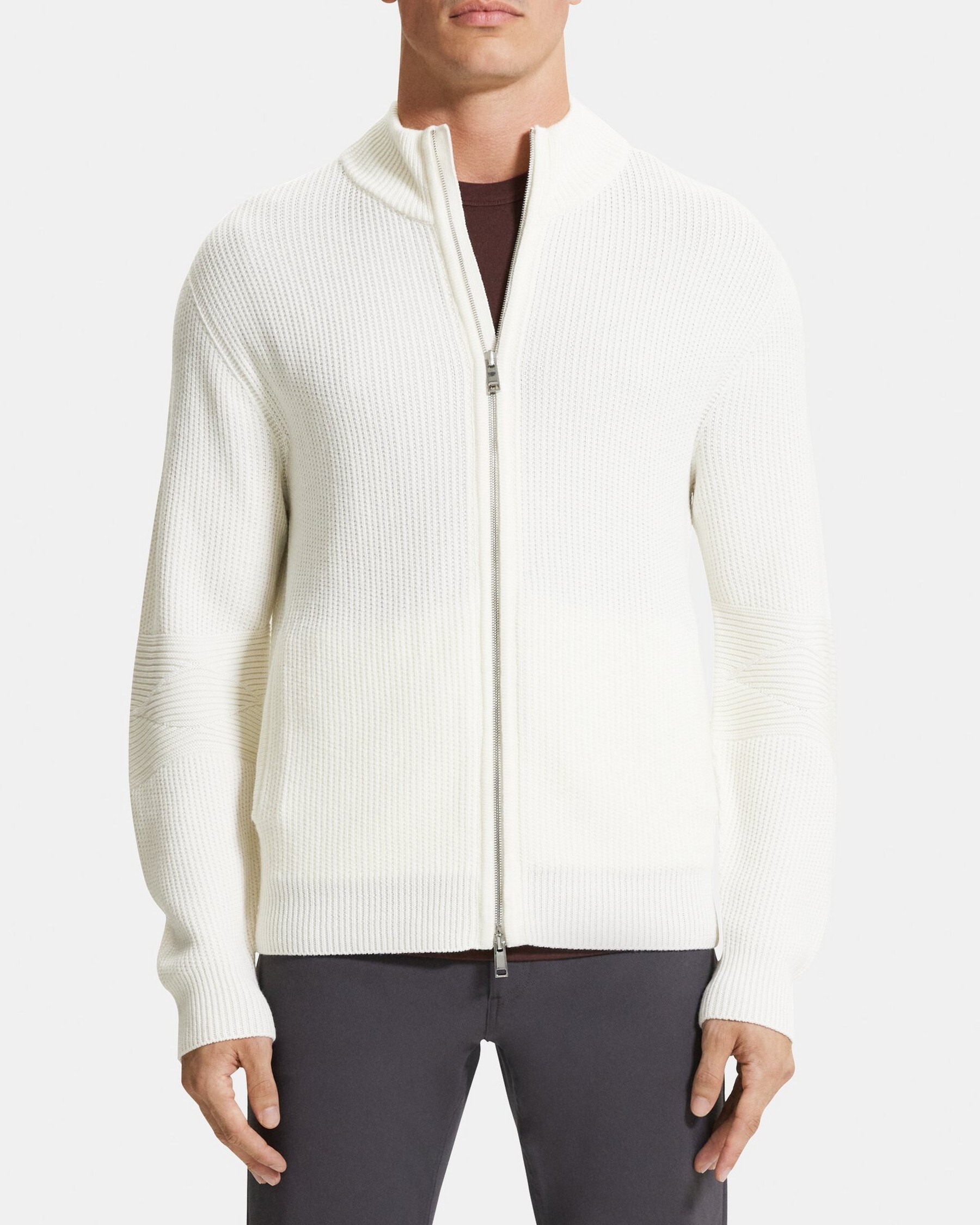 띠어리 Theory Full-Zip Cardigan in Merino Wool,WHITE