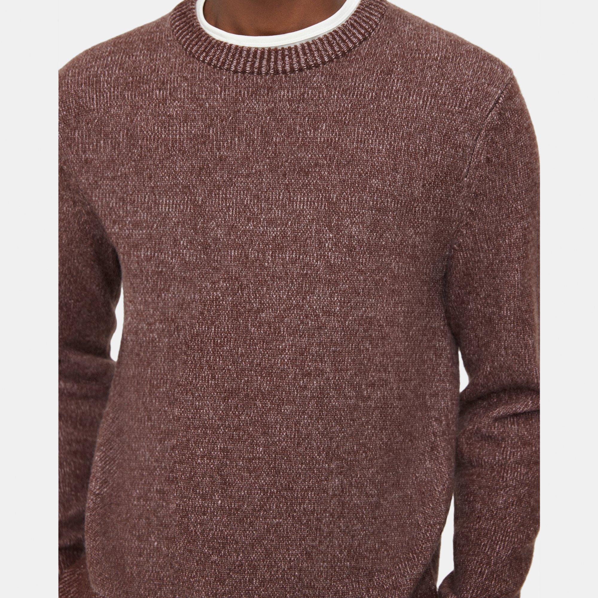 Cashmere Exposed Seam Crew Neck Sweater - Chocolate