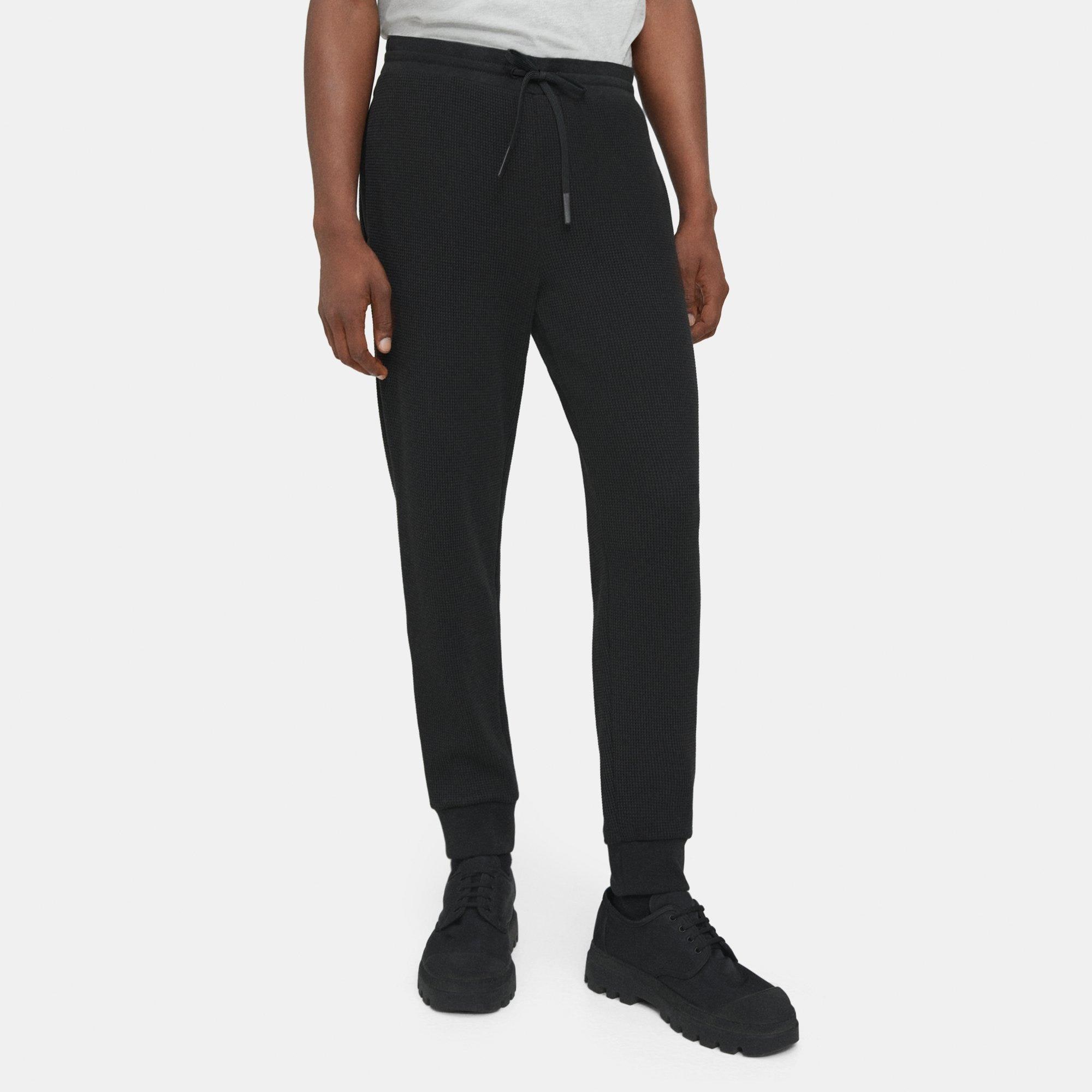 Black Cotton Waffle Knit Jogger | Theory Outlet