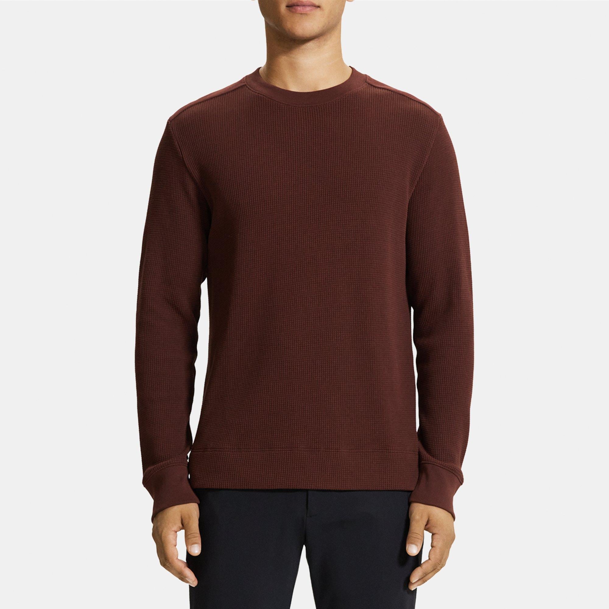 띠어리 Theory Crewneck Sweater in Cotton Waffle Knit,CHOCOLATE