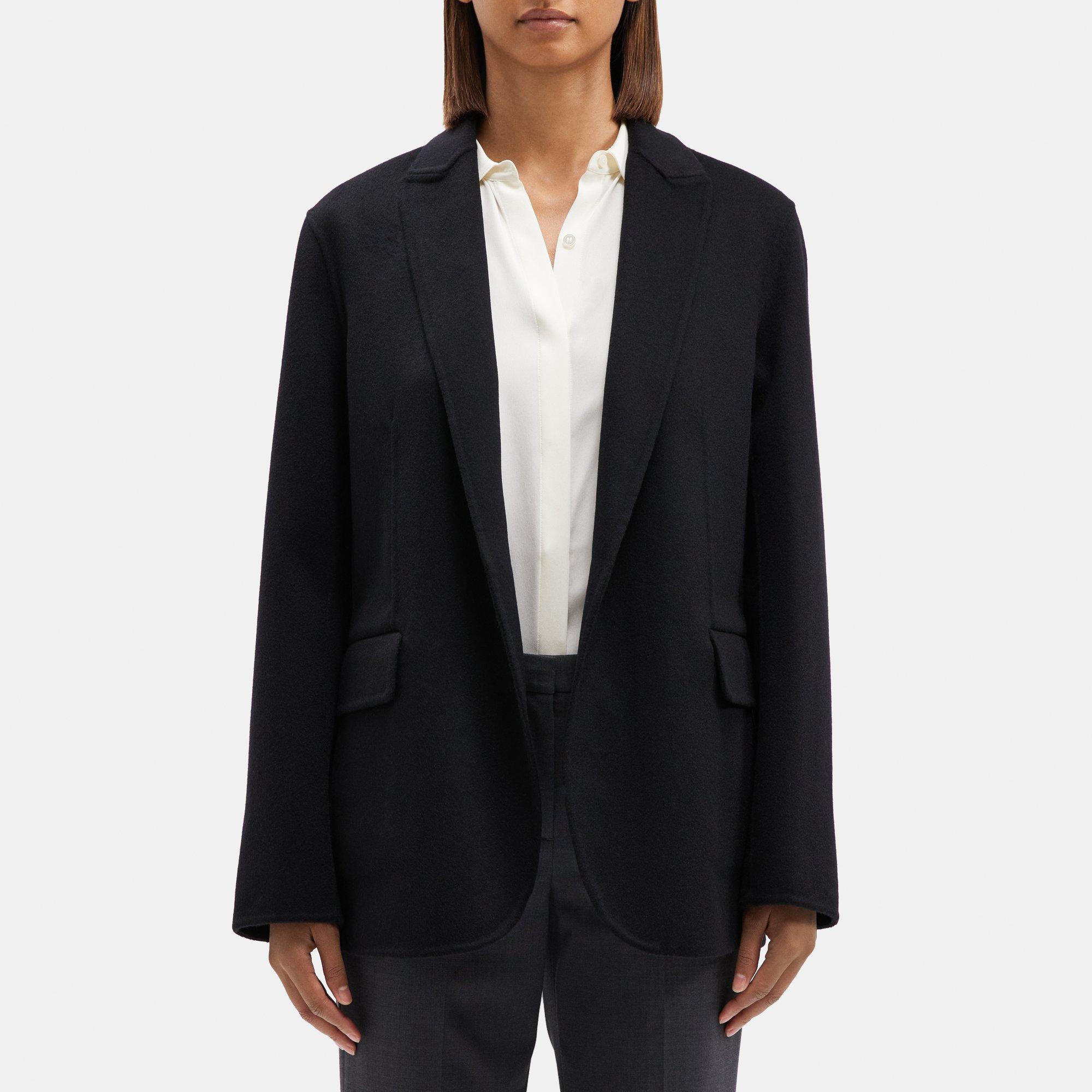 띠어리 Theory Relaxed Blazer in Double-Face Wool-Cashmere,BLACK