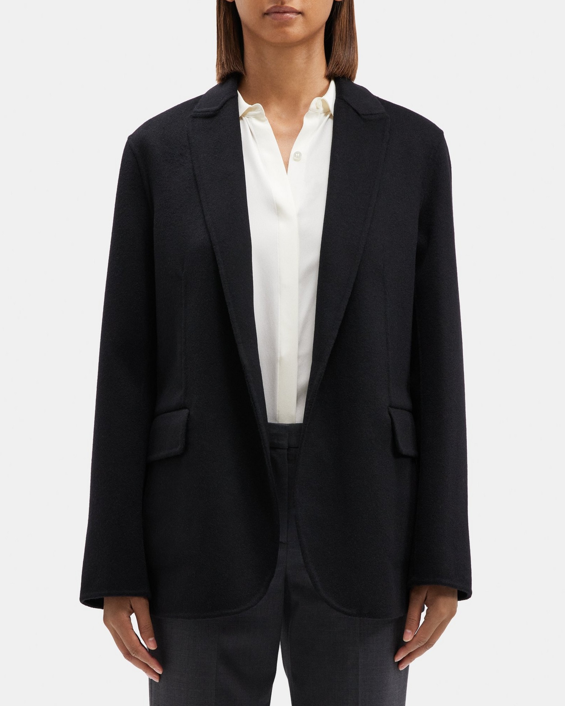 띠어리 Theory Relaxed Blazer in Double-Face Wool-Cashmere,BLACK