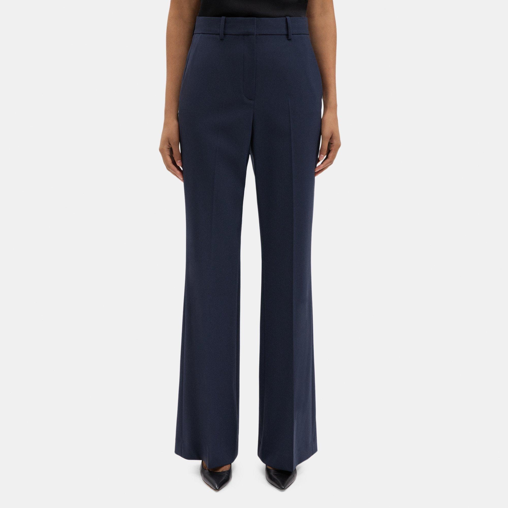 Theory Flared High-Waist Pant in Stretch Wool