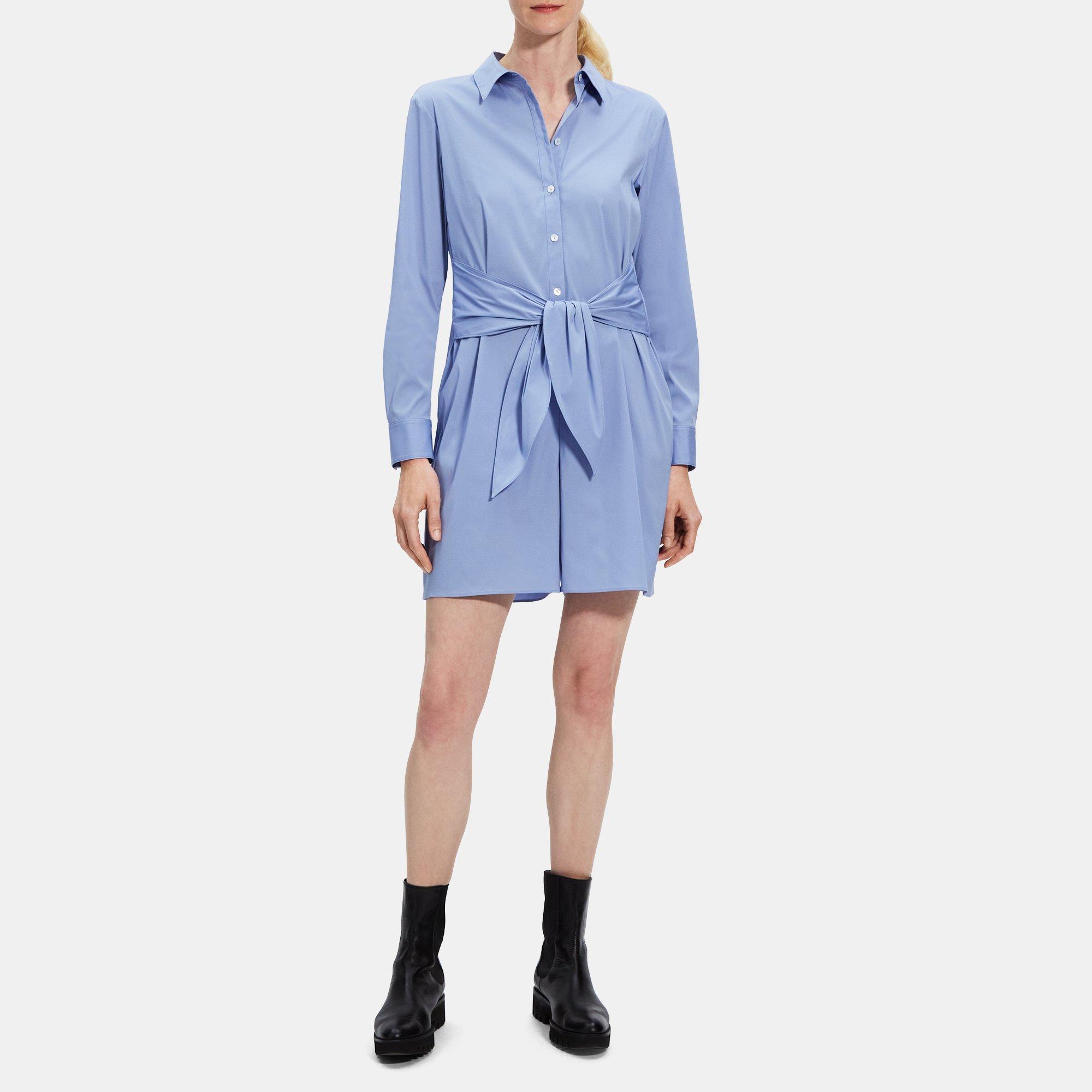 띠어리 Theory Tie Waist Romper in Stretch Cotton,REGATTA