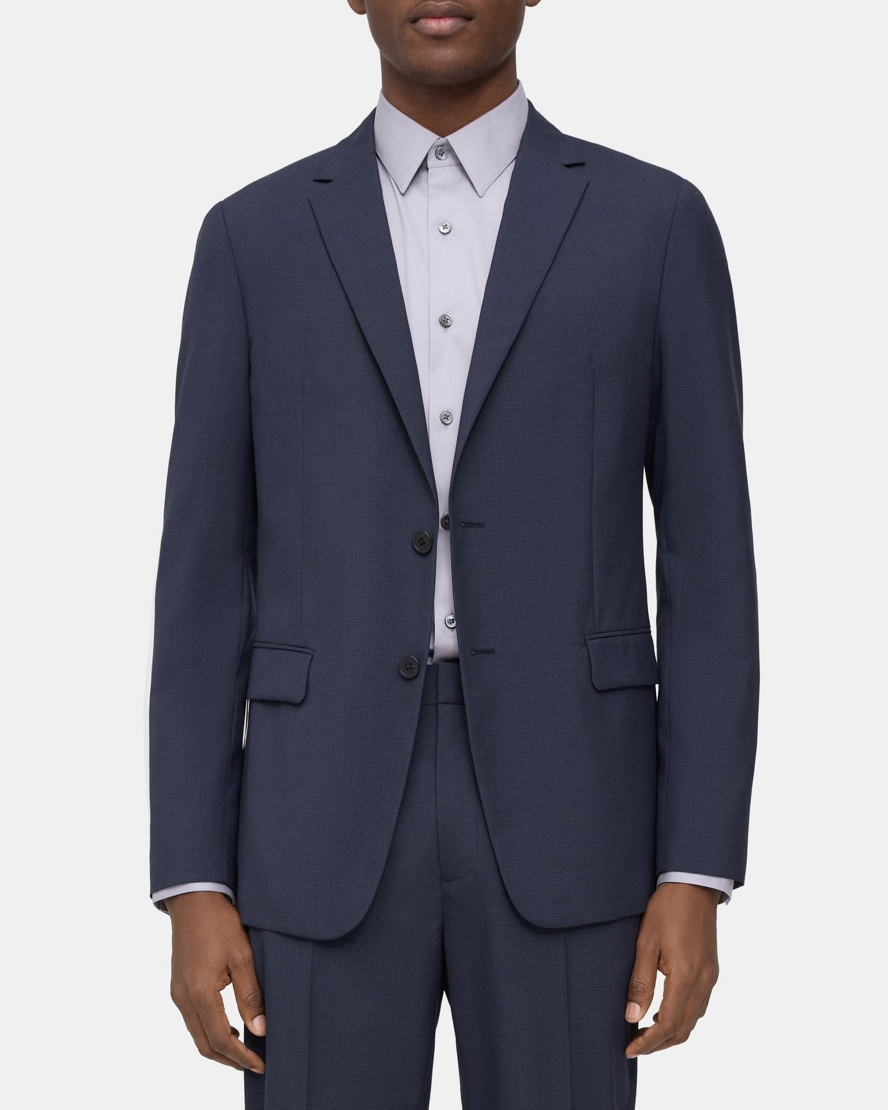 Unstructured Suit Jacket in Houndstooth Wool Blend