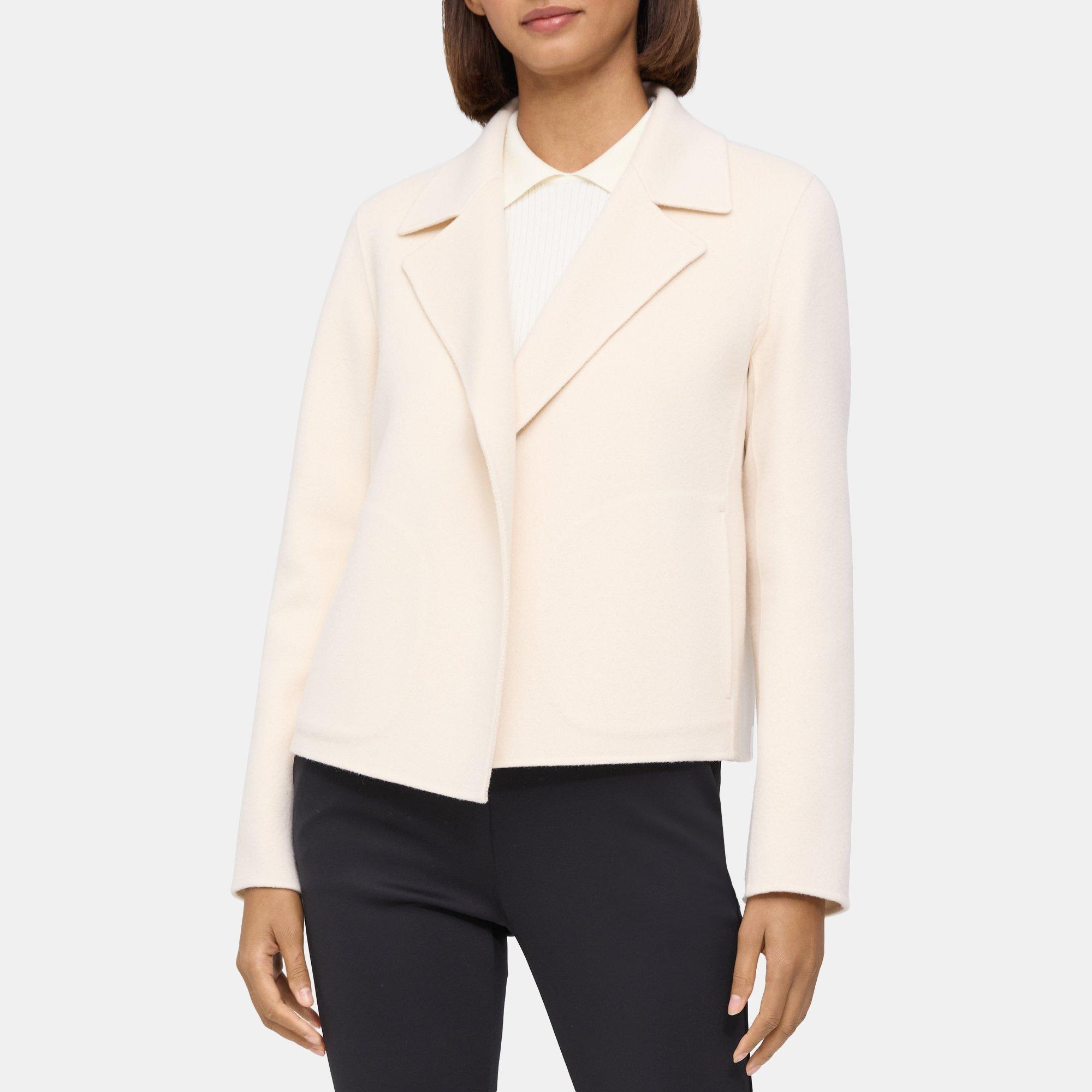 Double-Face Wool-Cashmere Open Front Coat