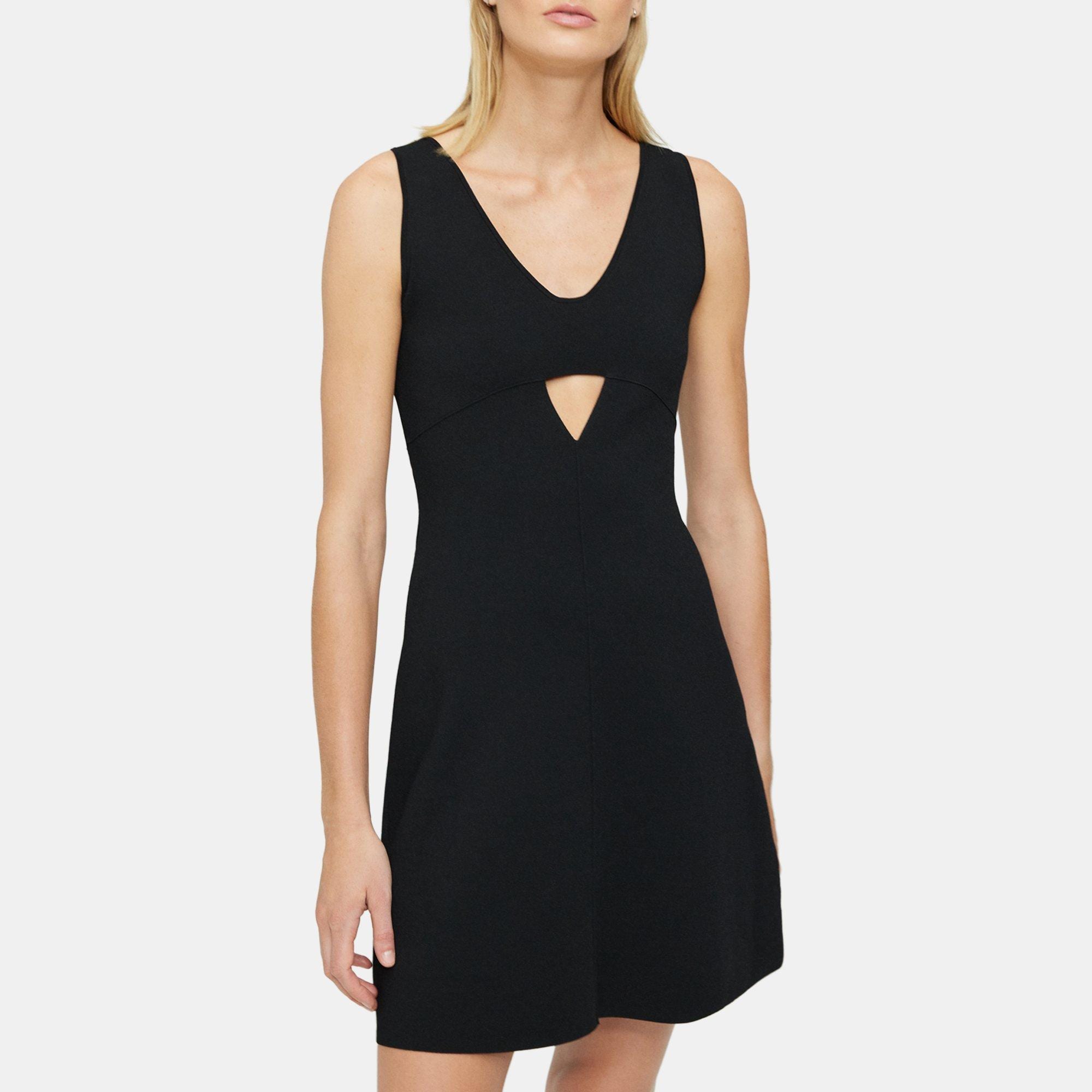 띠어리 Theory Cut-Out Mini Dress in Crepe Knit,BLACK