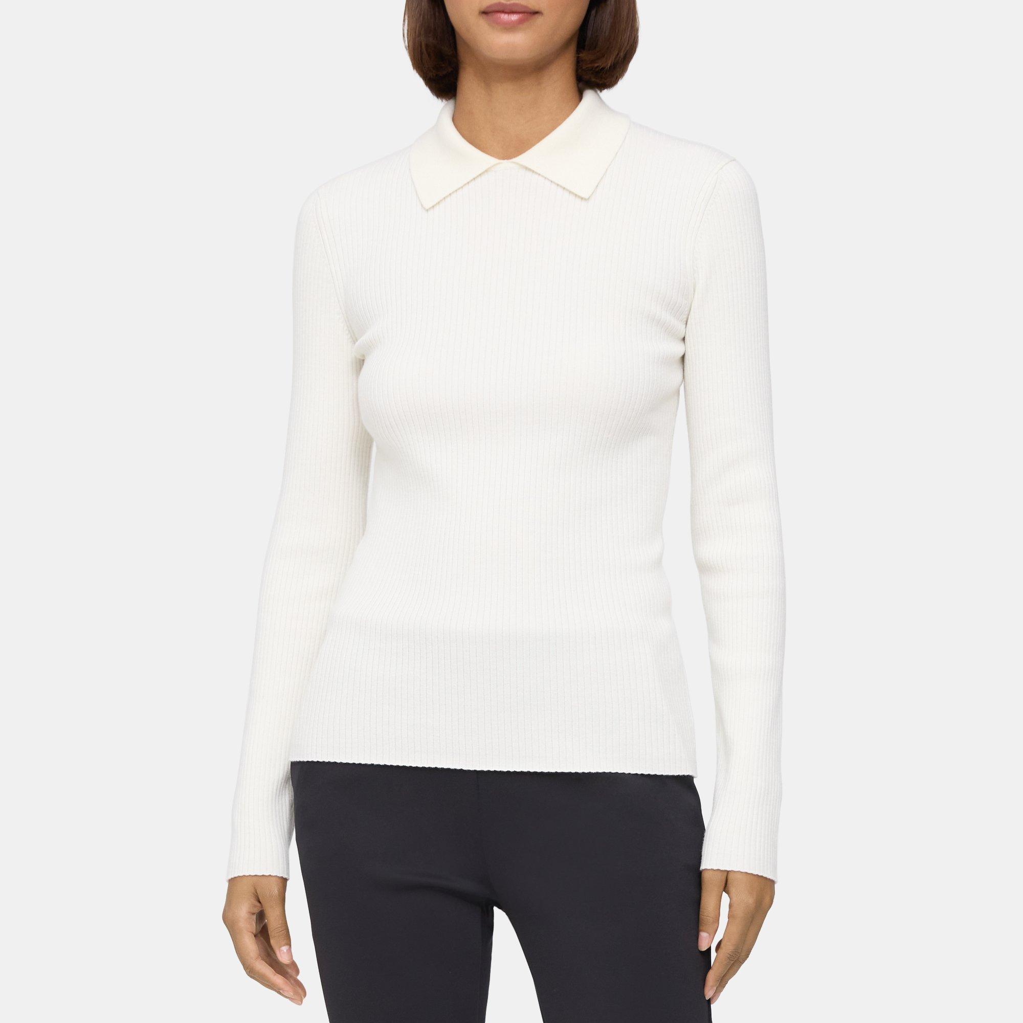 Fine Merino Wool Collared Sweater Theory Outlet